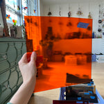 Orange Transparent Oceanside Fusible 96 COE (171F) Sheet Glass Colorado Glassworks