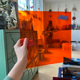 Orange Transparent Oceanside Fusible 96 COE (171F) Sheet Glass Colorado Glassworks