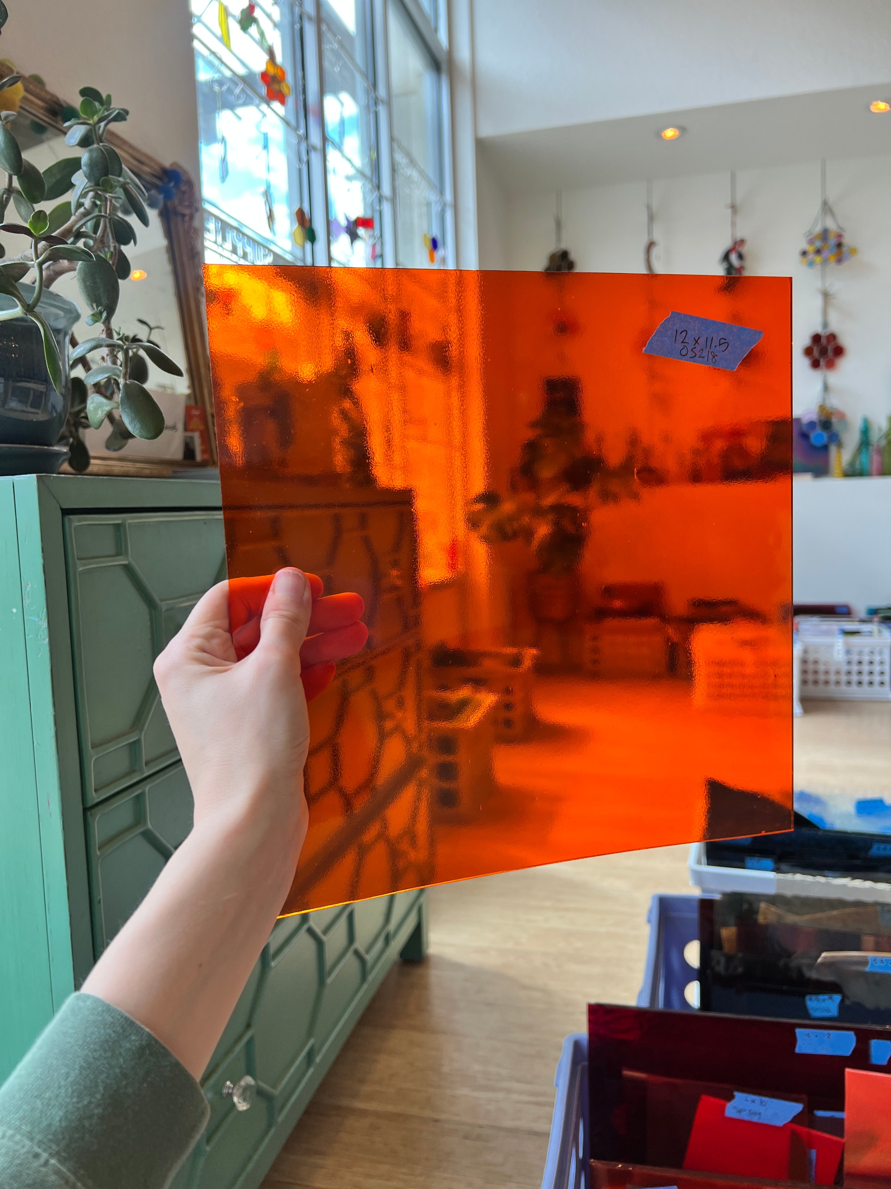 Orange Transparent Oceanside Fusible 96 COE Sheet Glass Colorado Glassworks OS218 (12x11.5in)  