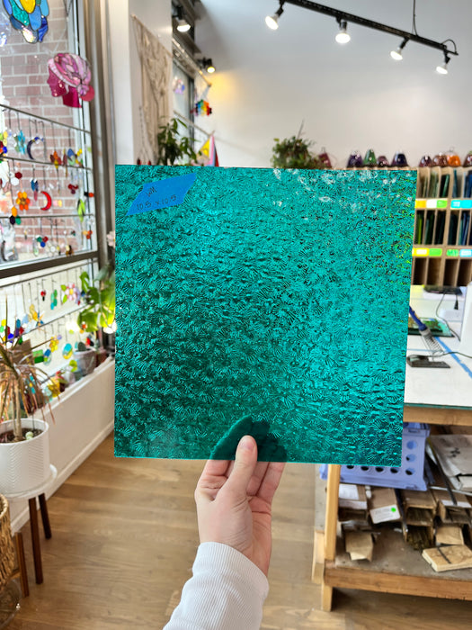 Robins Egg Teal Florentine Wissmach Sheet Glass Unknown WM-REF-M(10x10in)