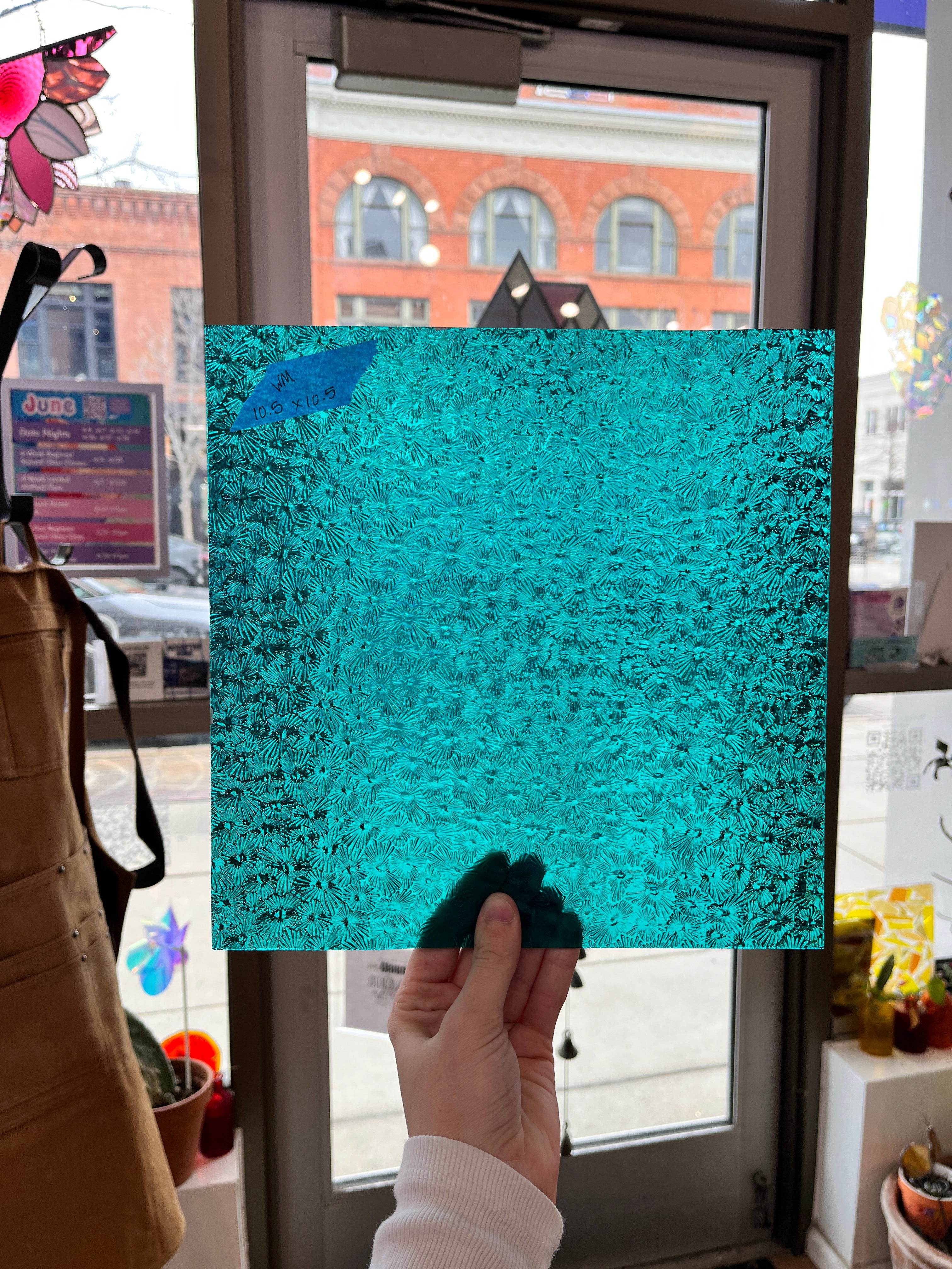 Robin's Egg Teal Florentine Wissmach (WI 25 FLOR) Sheet Glass Unknown