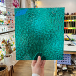 Robin's Egg Teal Florentine Wissmach (WI 25 FLOR) Sheet Glass Unknown WM-ROBINSEGG-FLOR (12x12in)