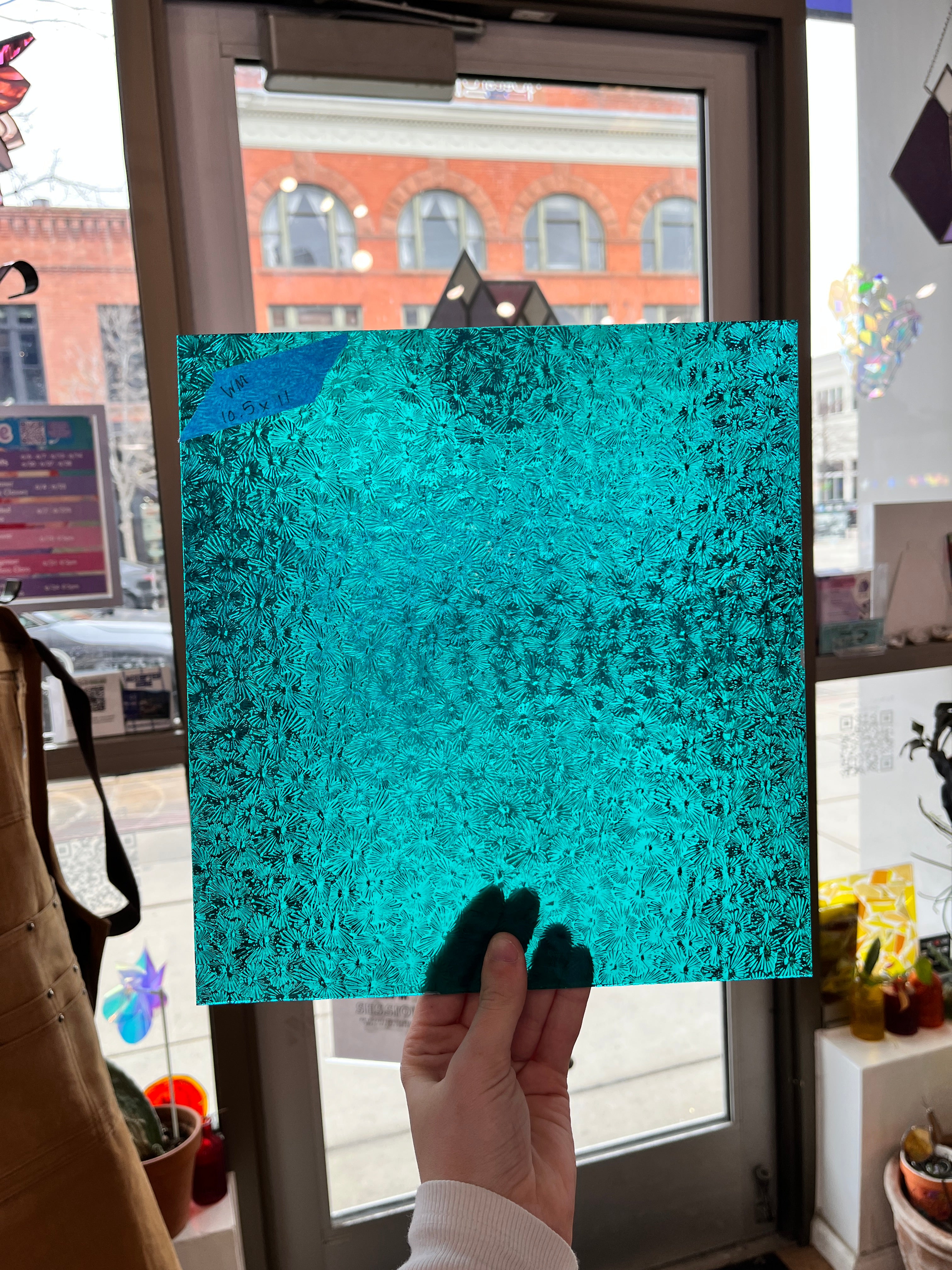 Robin's Egg Teal Florentine Wissmach (WI 25 FLOR) Sheet Glass Unknown