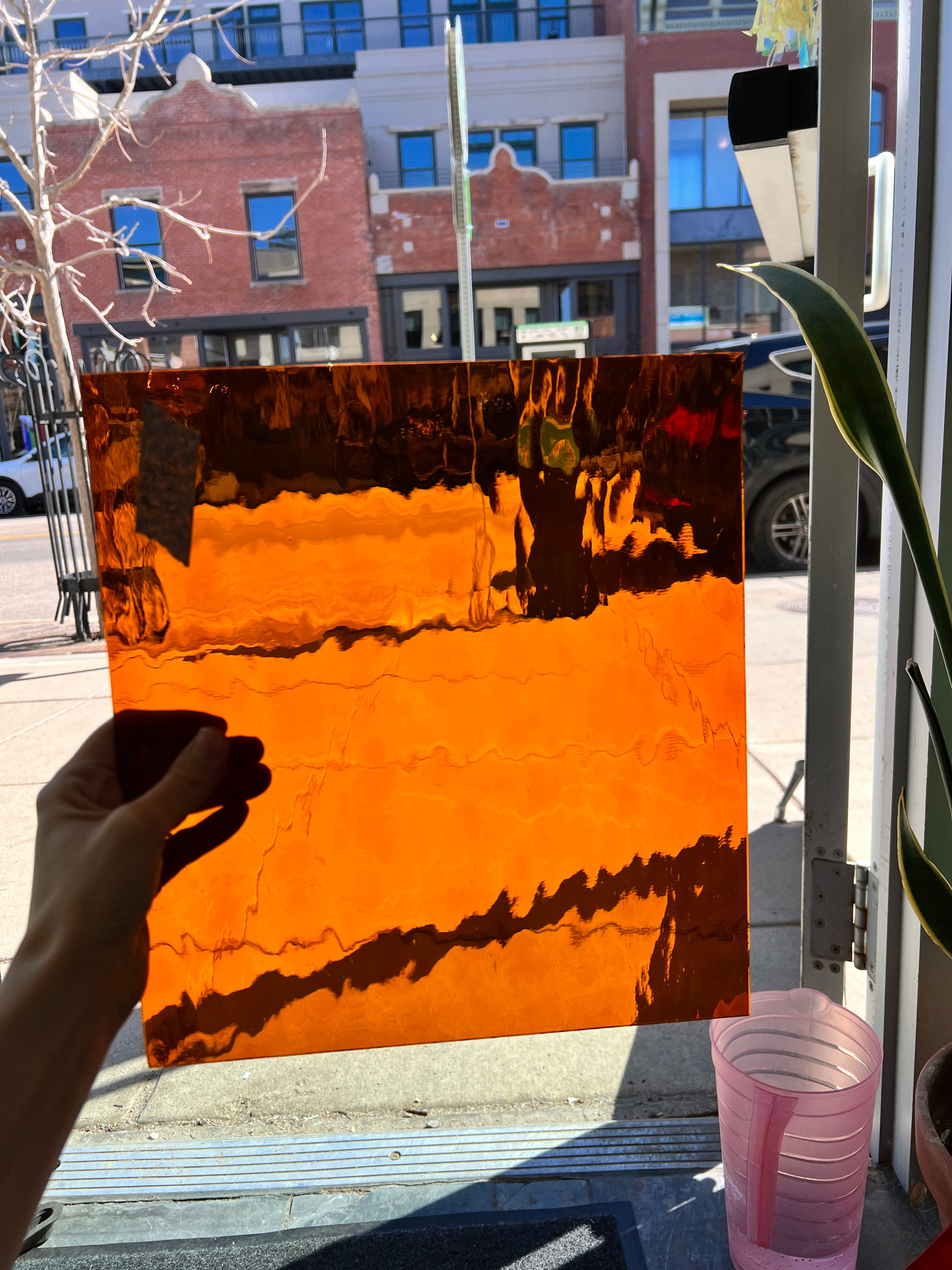 Oceanside Amber Water Glass Fusible 96 COE Sheet Glass Colorado Glassworks   