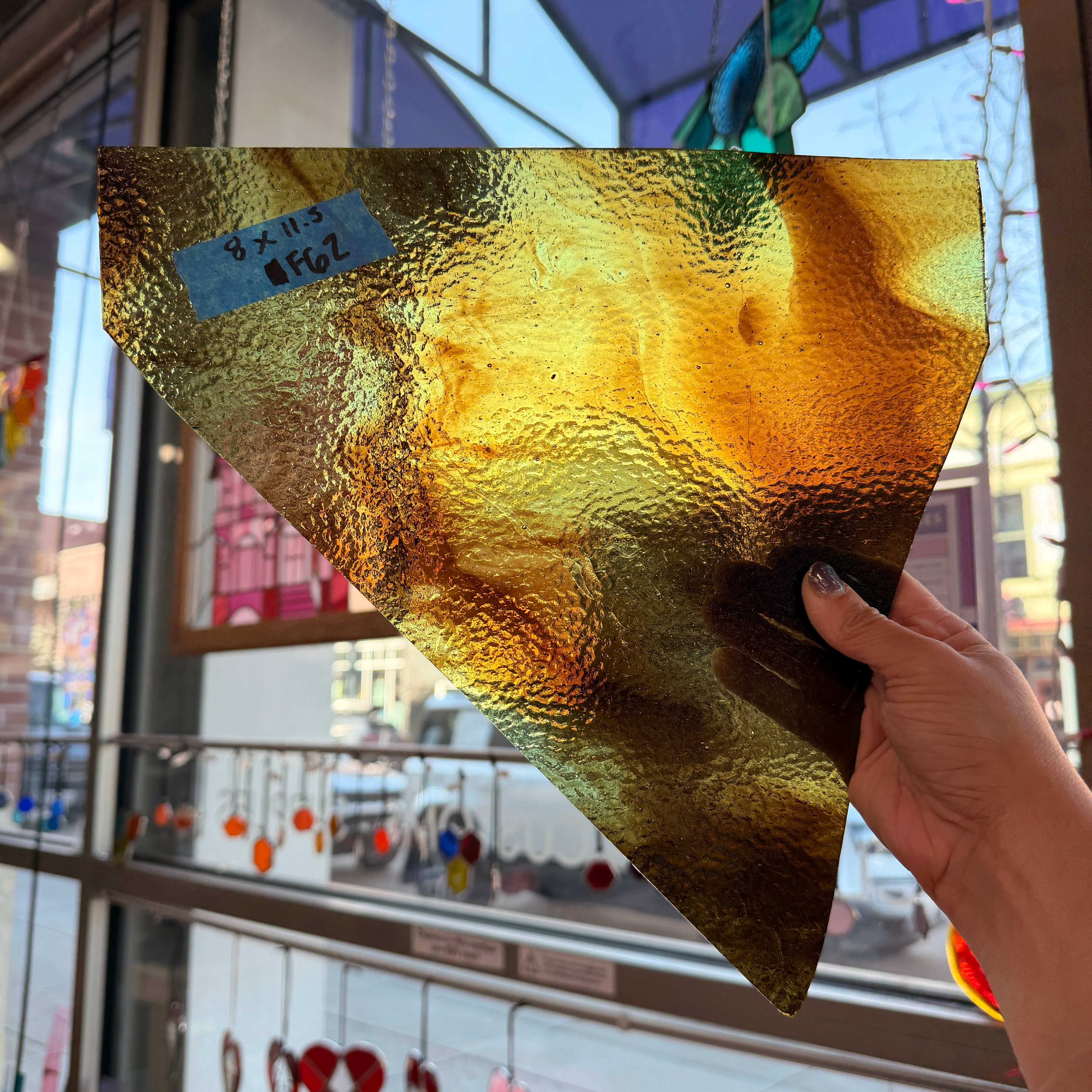 Brown Green Mixed Wispy Sheet Glass Colorado Glass Works 11.5x8in (UNK-25351981)