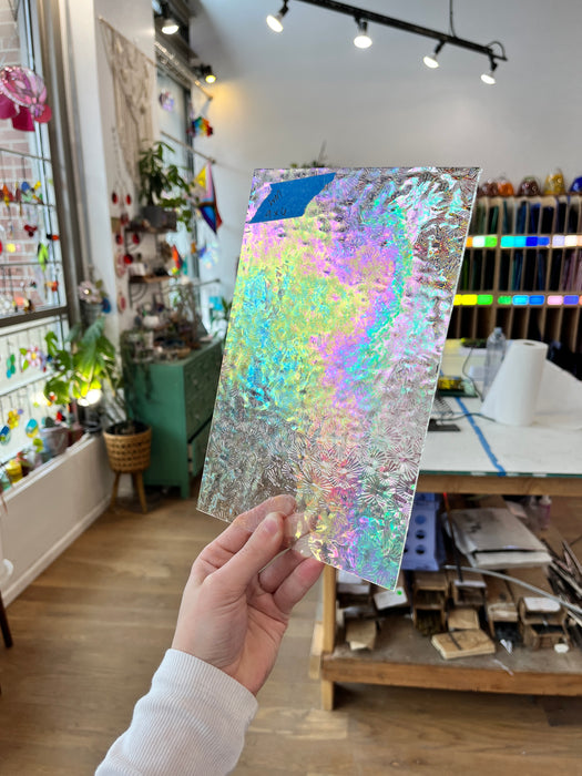Iridescent Clear Florentine Wissmach Sheet Glass Colorado Glass Works