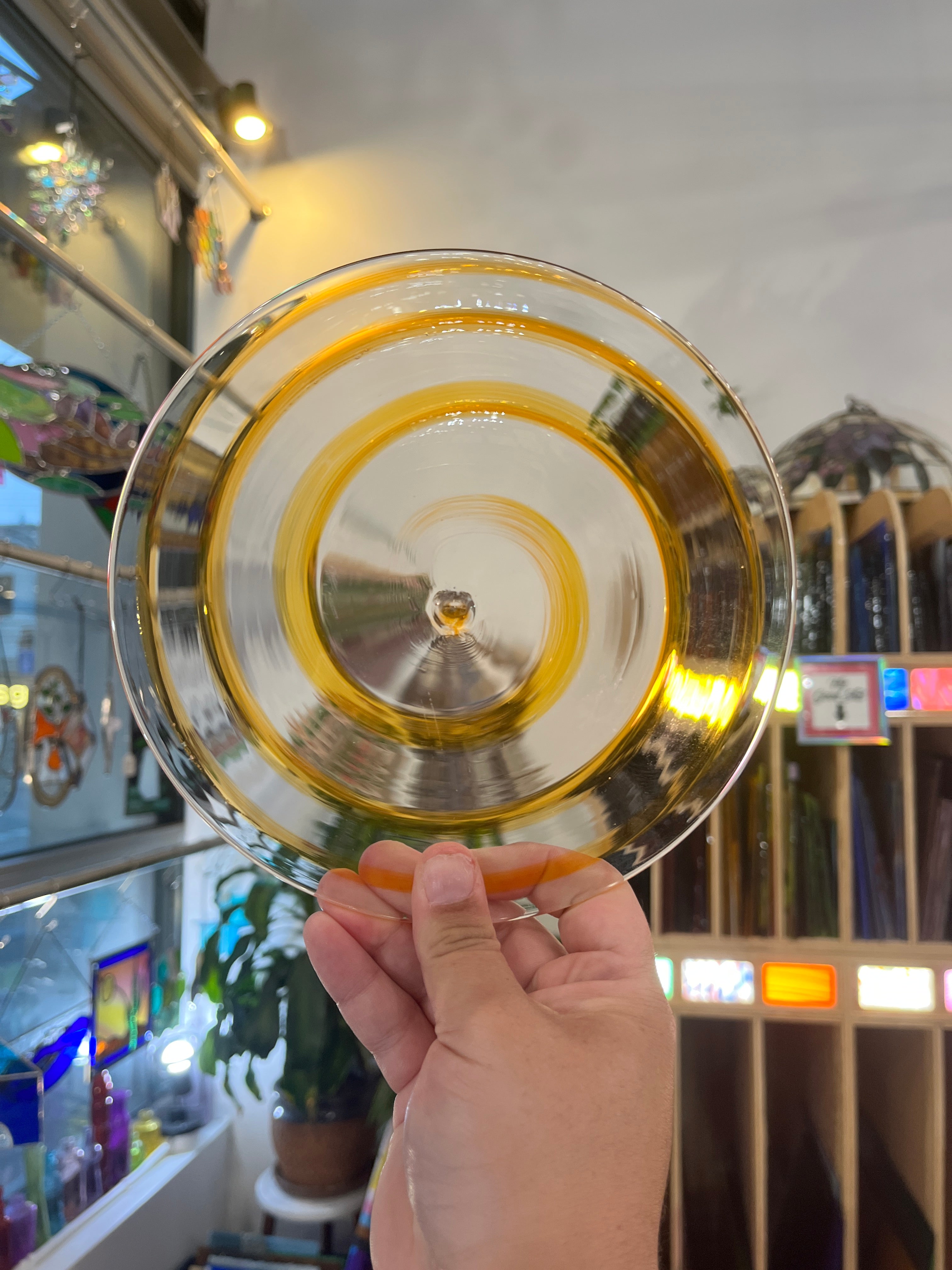 Caution Cone Swirl Rondel Sheet Glass Colorado Glassworks