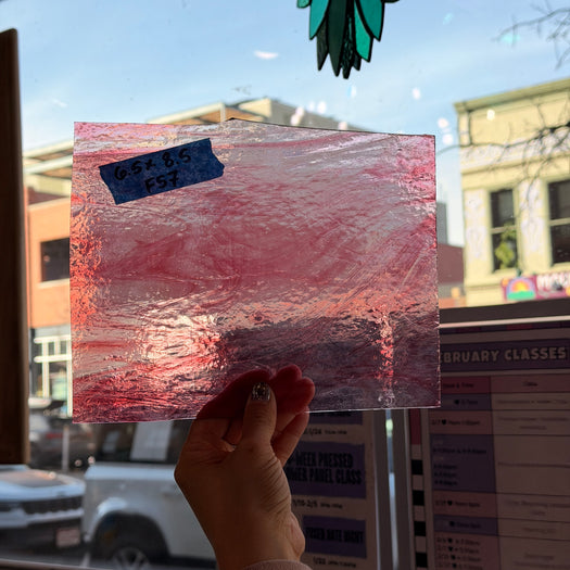 Vintage Pink Clear Wispy Sheet Glass Colorado Glassworks