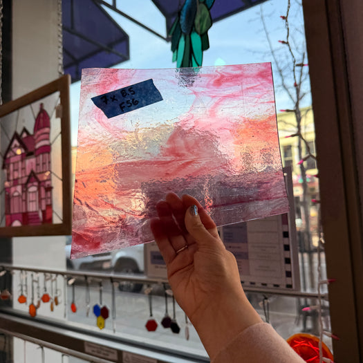 Vintage Pink Clear Wispy Sheet Glass Colorado Glassworks