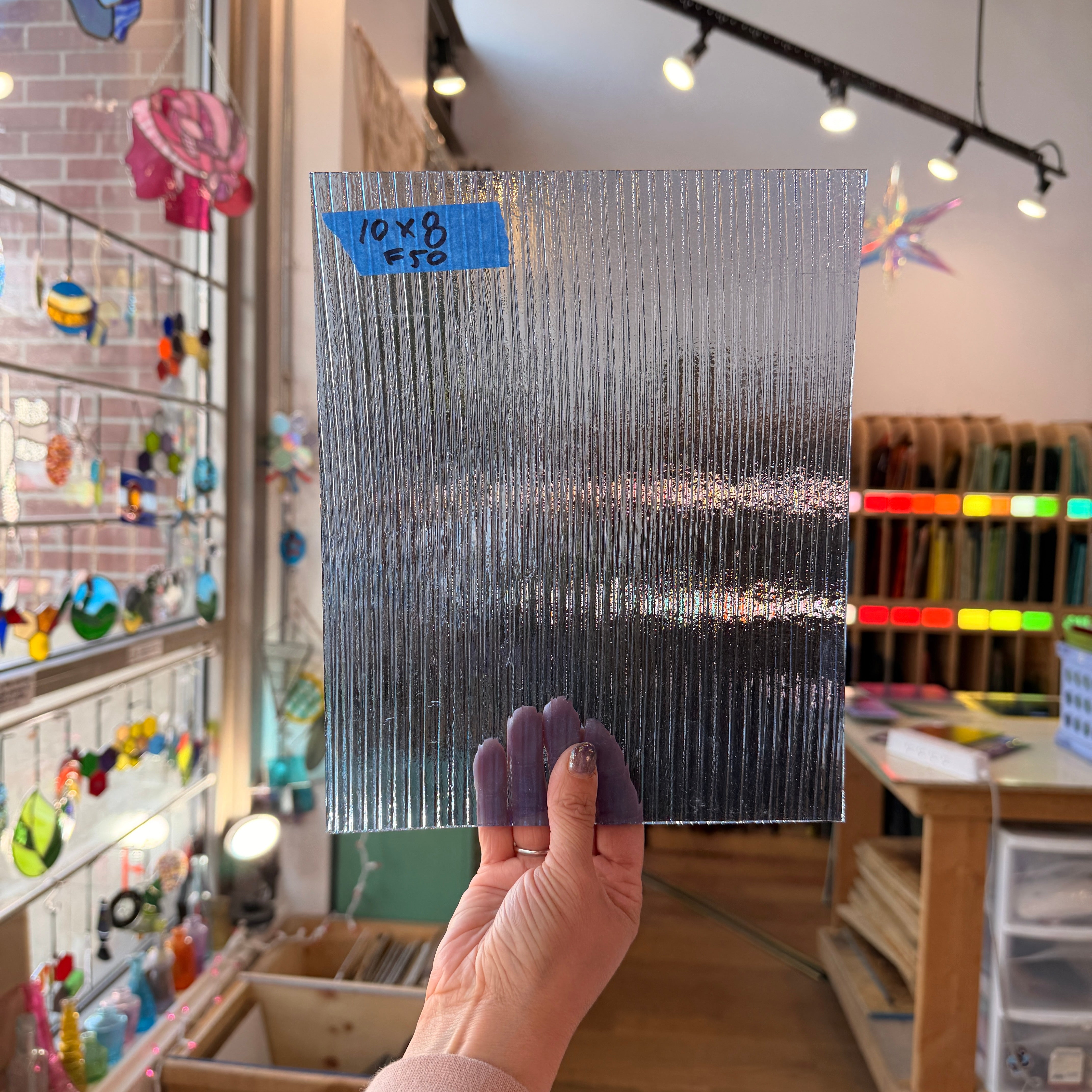 Textured Blue Transparent Optimum Sheet Glass Colorado Glassworks