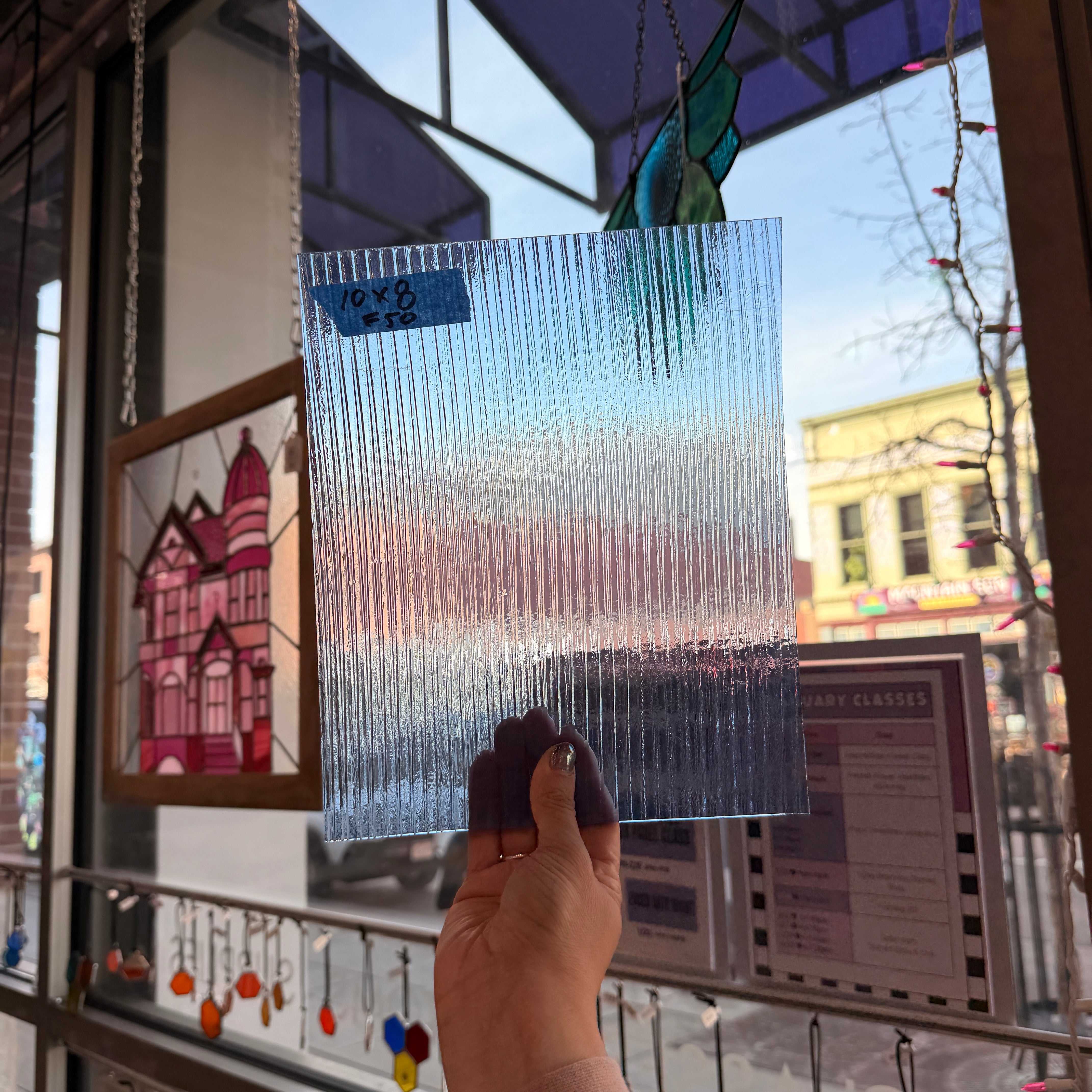 Textured Blue Transparent Optimum Sheet Glass Colorado Glassworks