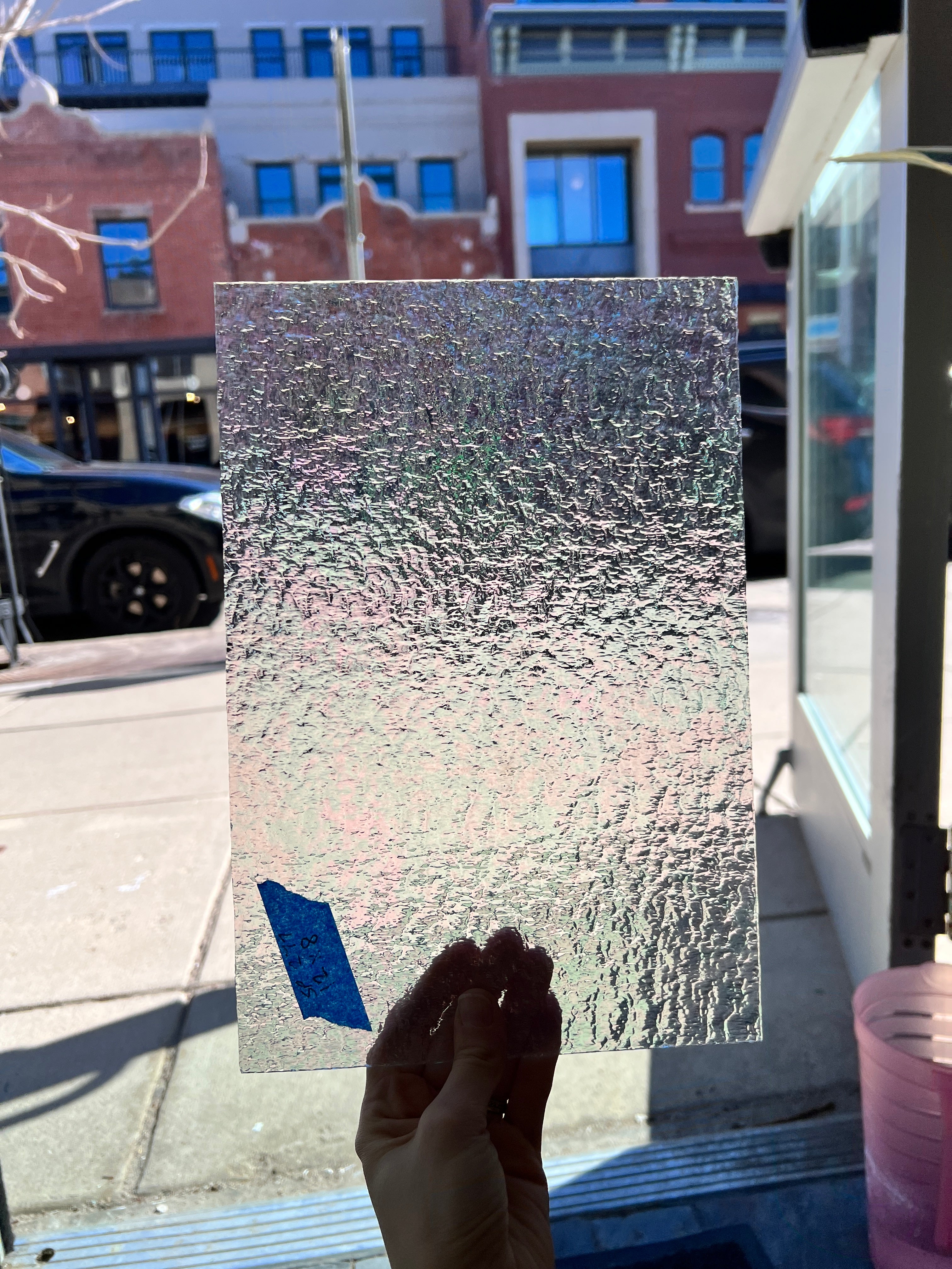 Oceanside Clear Granite Iridescent Sheet Glass Colorado Glass Works   