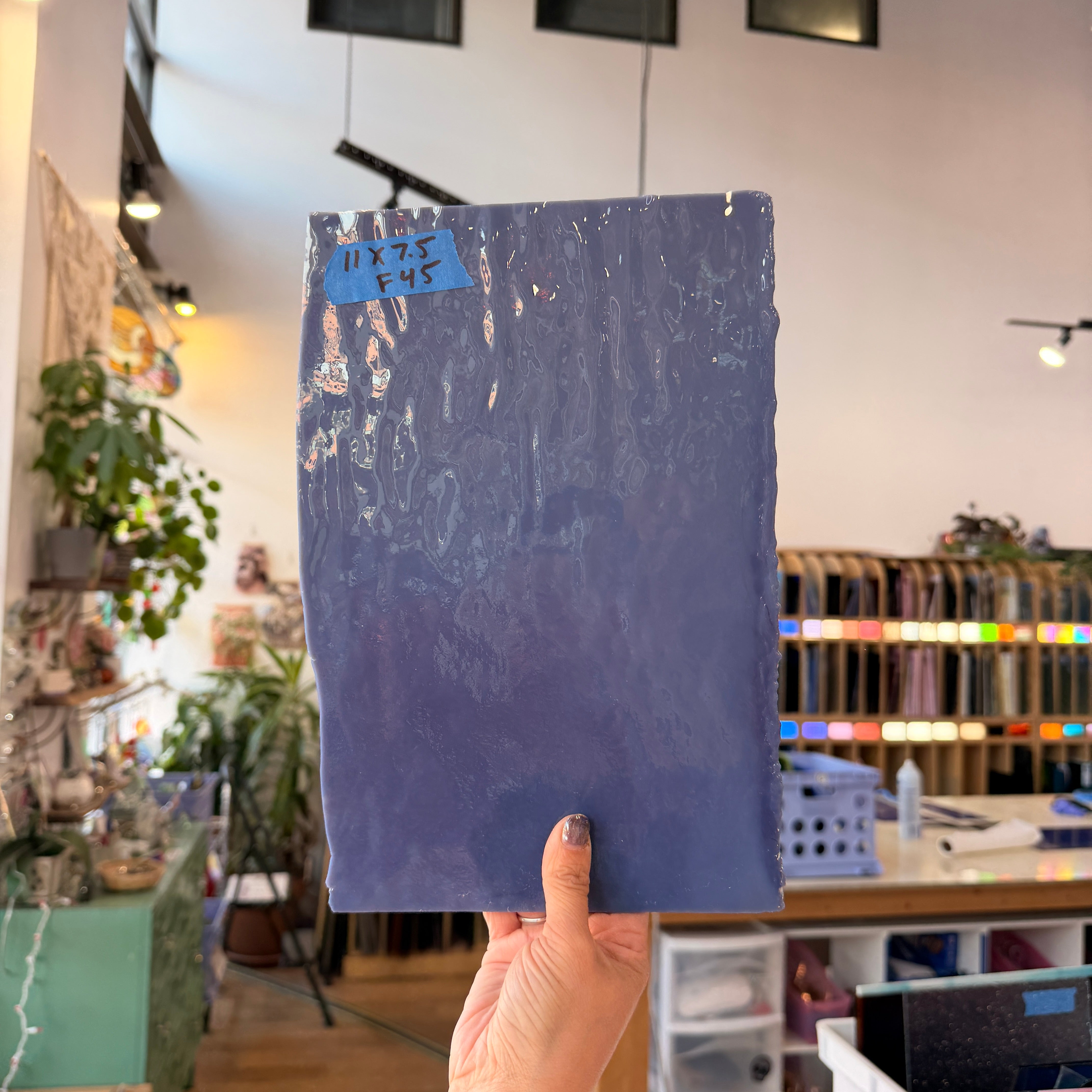 Vintage Dark Purple Single Rolled Bullseye Sheet Glass Colorado Glassworks