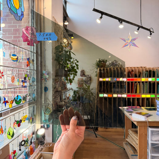 Light Gray Mouthblown Transparent Sheet Glass Colorado Glassworks