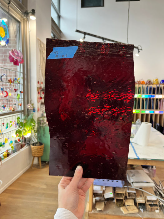 Transparent Red Seeded Spectrum Sheet Glass Colorado Glassworks SP1327 (13x7.5in)