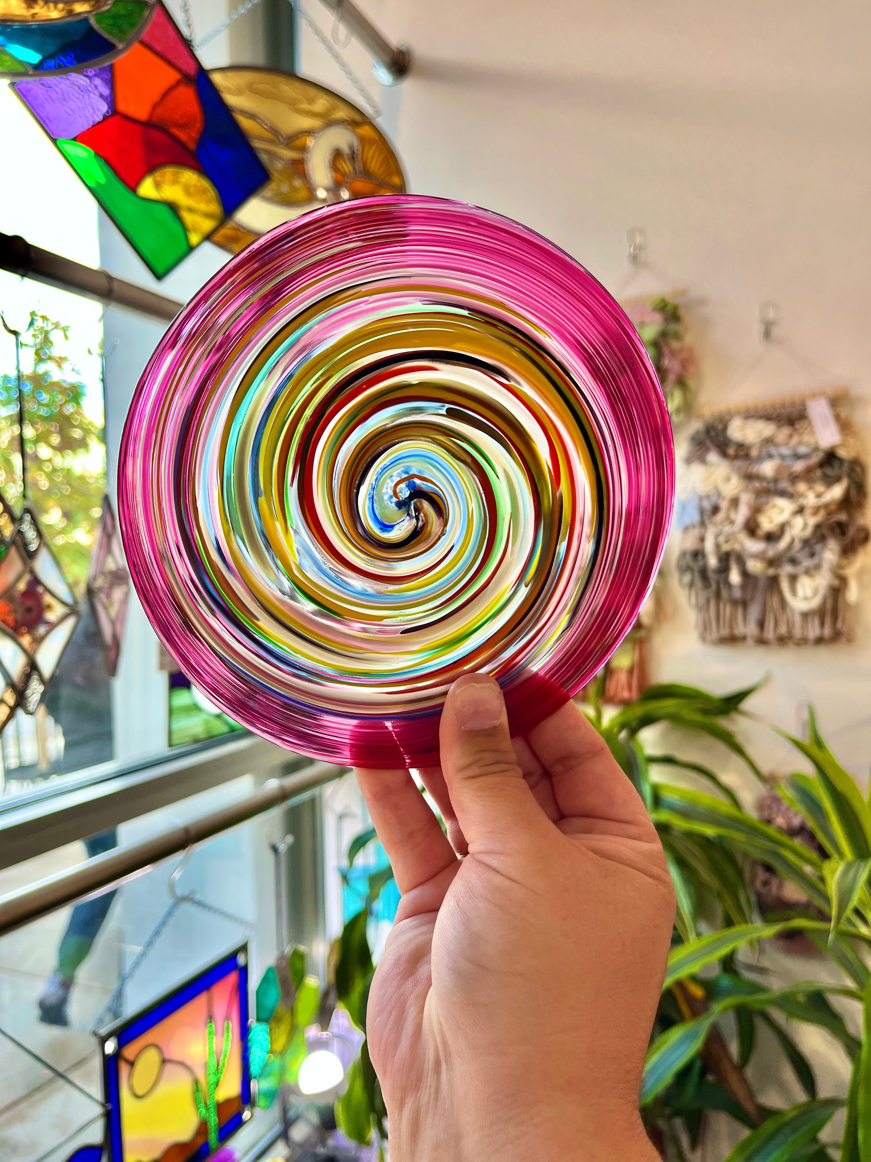 Strawberry Fields Rondel Sheet Glass Colorado Glassworks