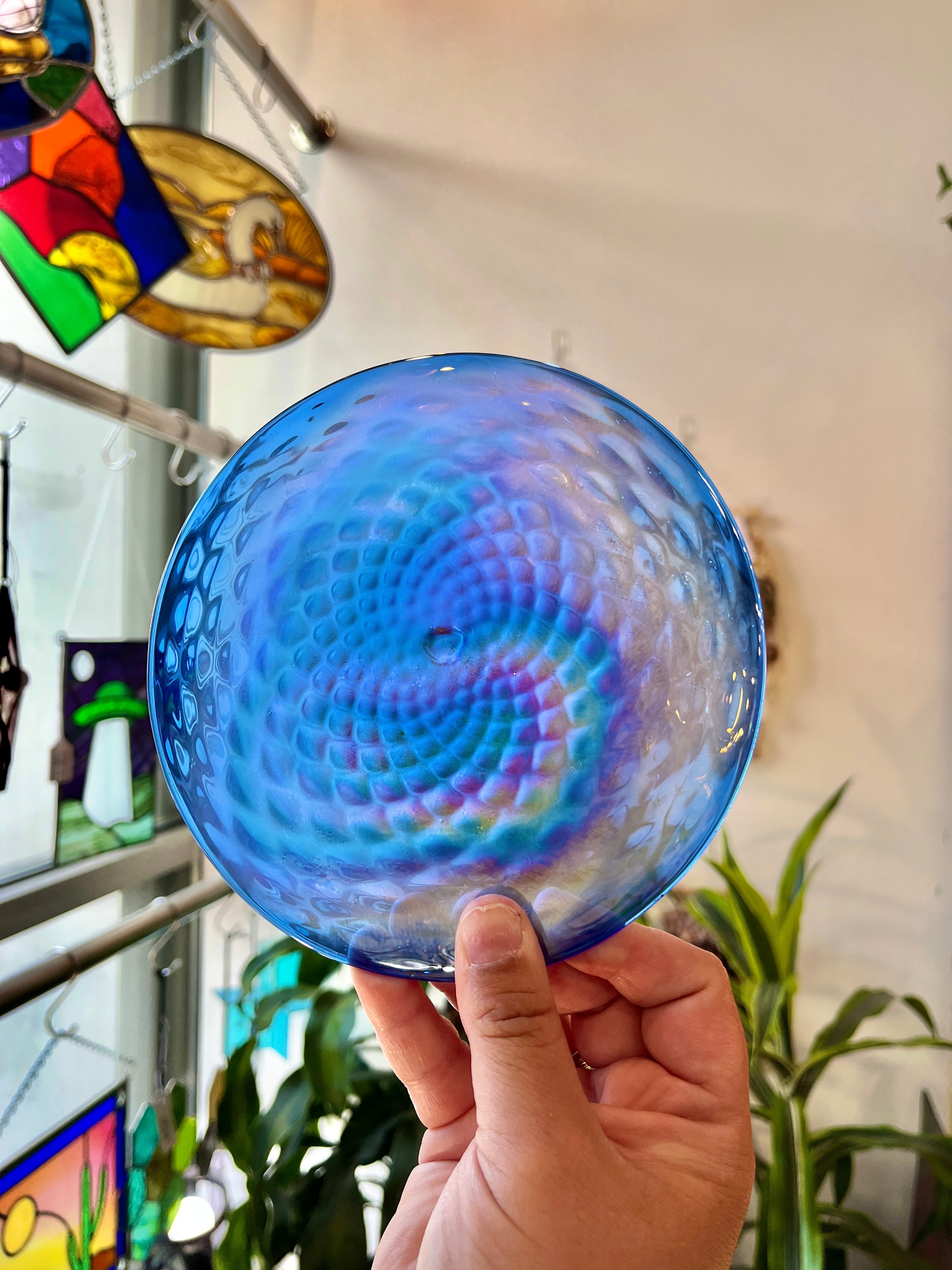 Blue Raspberry Optic Rondel Sheet Glass Colorado Glassworks