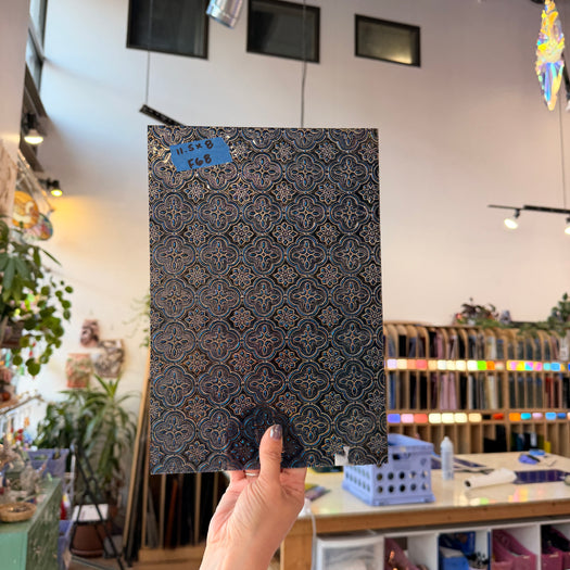 Flora Blue/ Violet Sparkle Van Gogh Sheet Glass Colorado Glassworks F68 (11.5x8in)