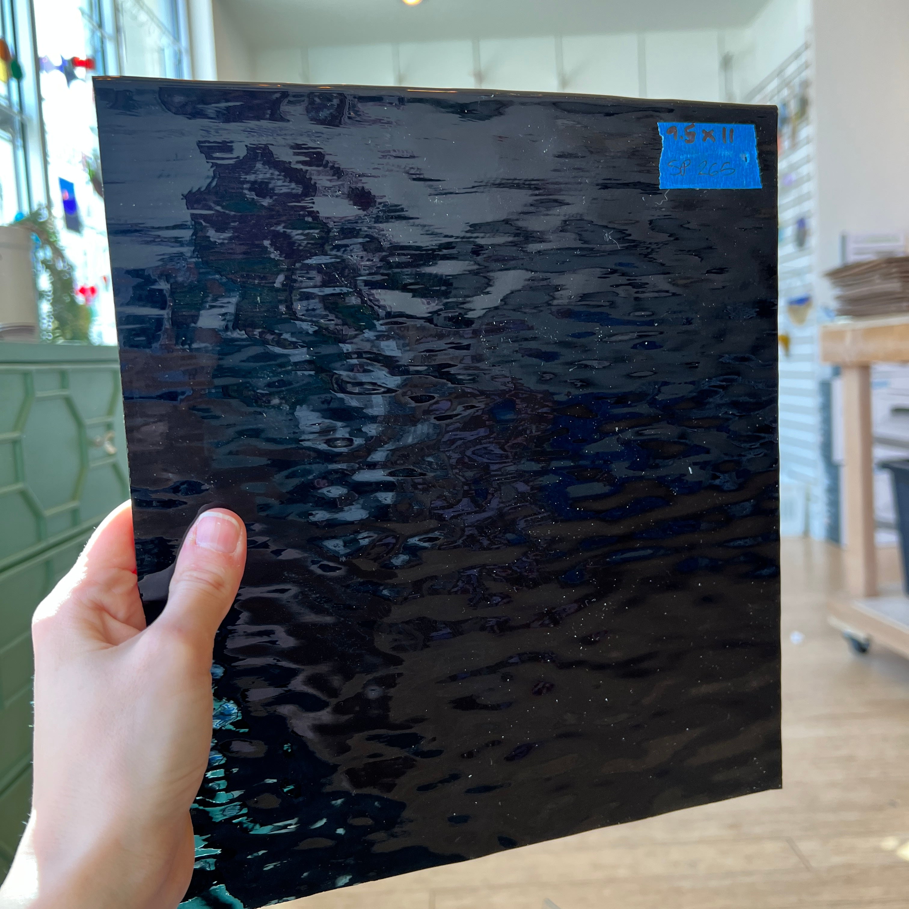 Black Waterglass Oceanside Fusible 96 COE (1009WF) Sheet Glass Colorado Glassworks OS-BLACK-W (11x12in)