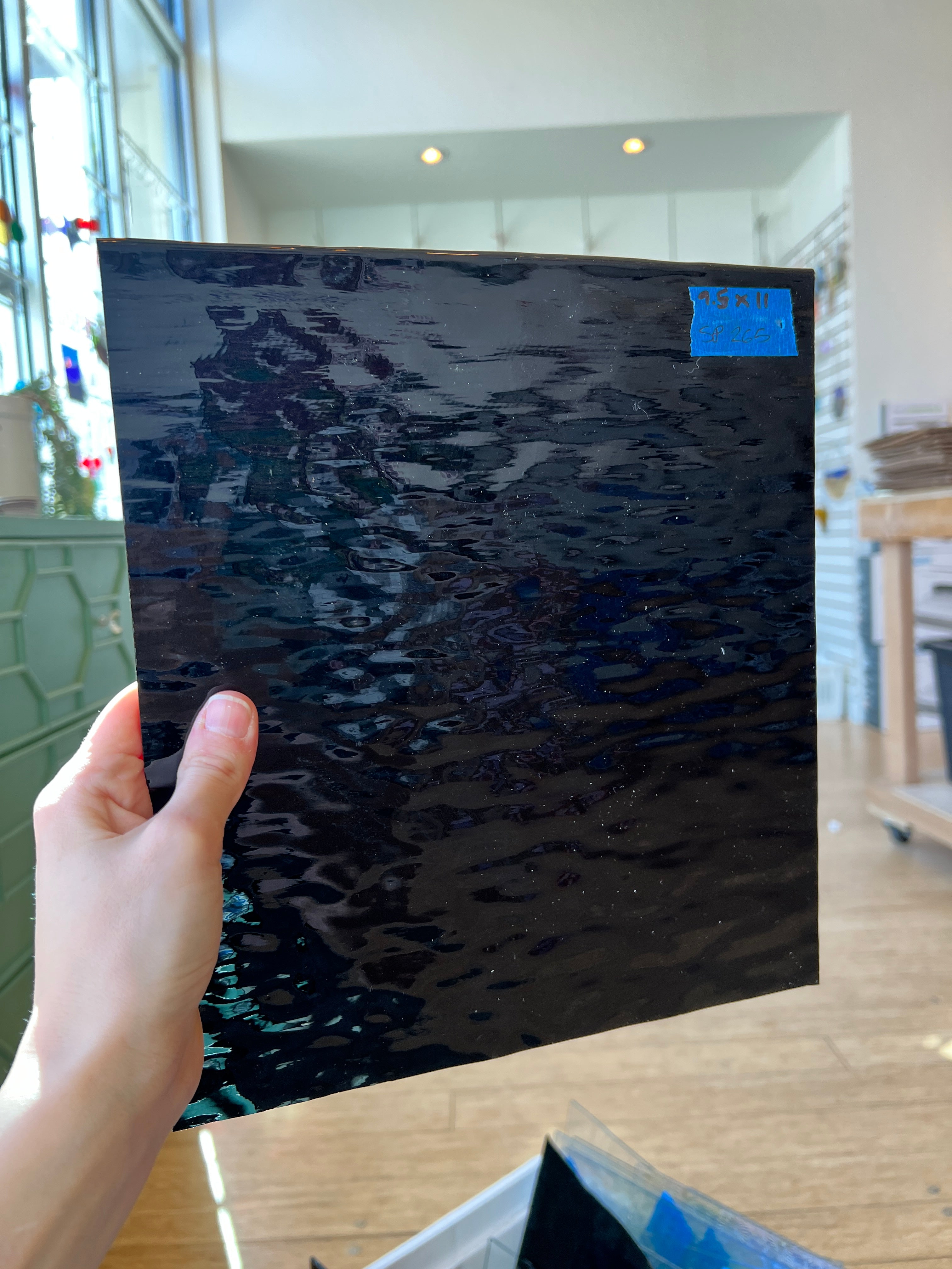 Black Waterglass Oceanside Fusible 96 COE (1009WF) Sheet Glass Colorado Glassworks OS-BLACK-W (11x12in)