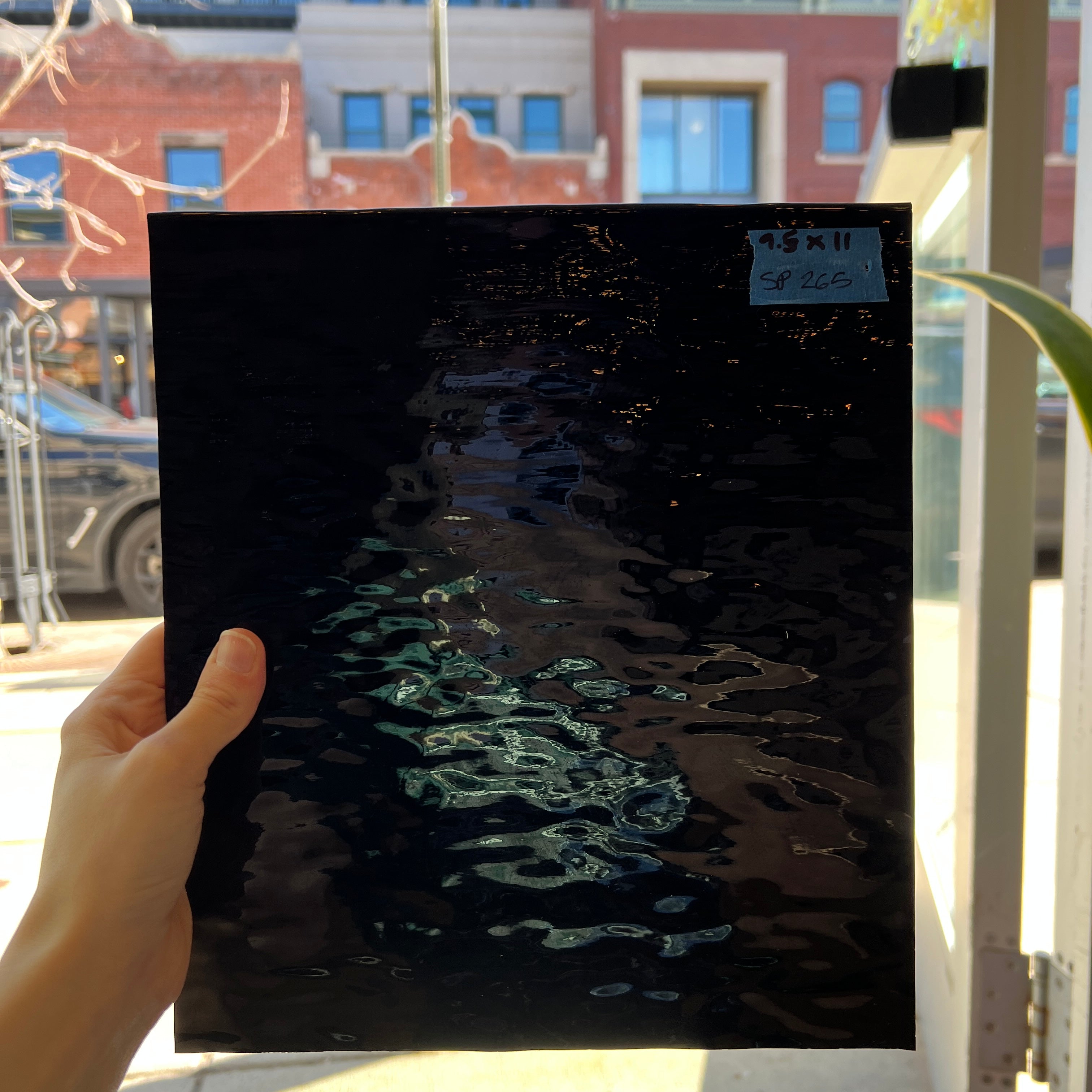 Black Waterglass Oceanside Fusible 96 COE (1009WF) Sheet Glass Colorado Glassworks