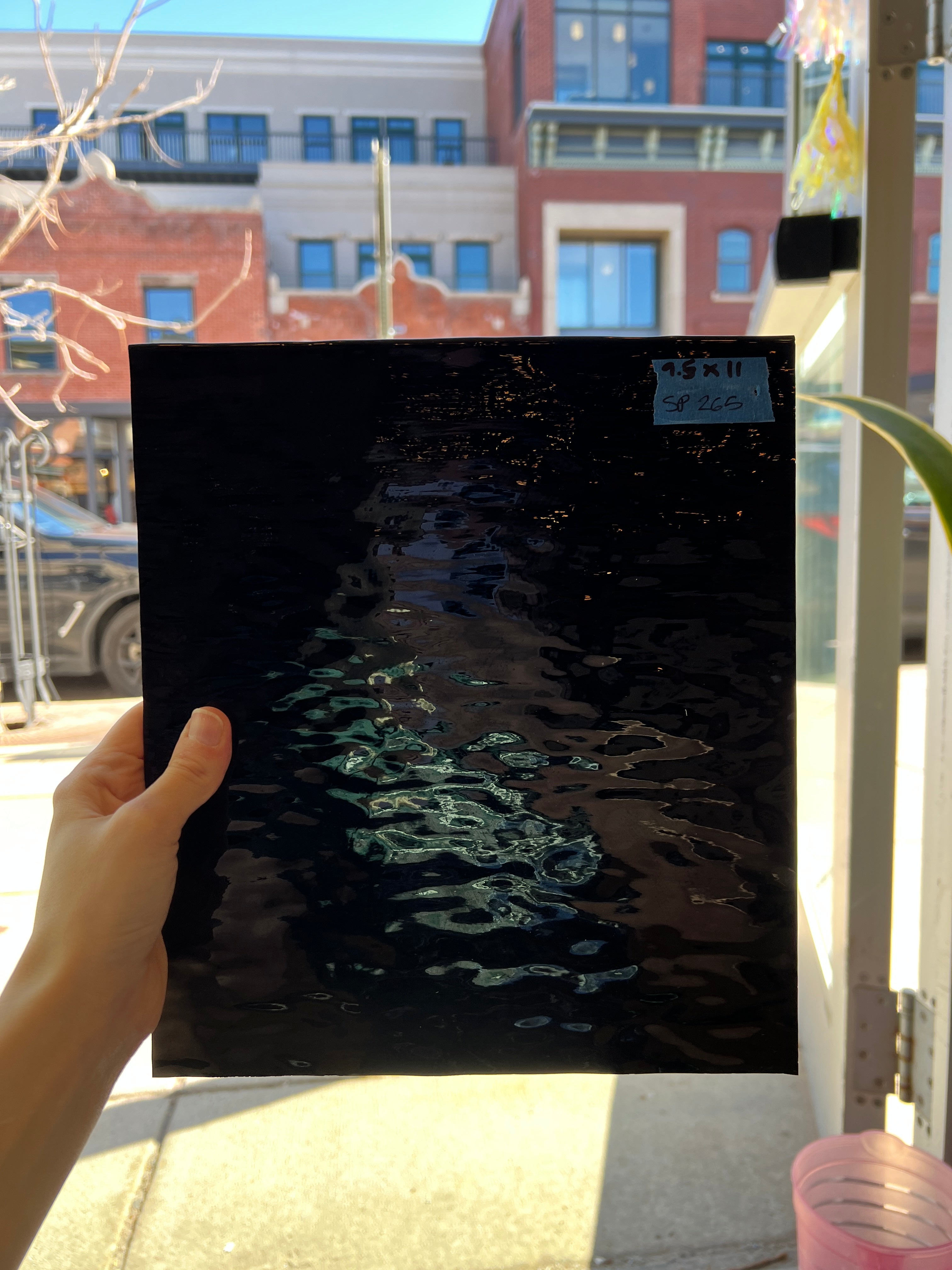 Black Waterglass Oceanside Fusible 96 COE (1009WF) Sheet Glass Colorado Glassworks