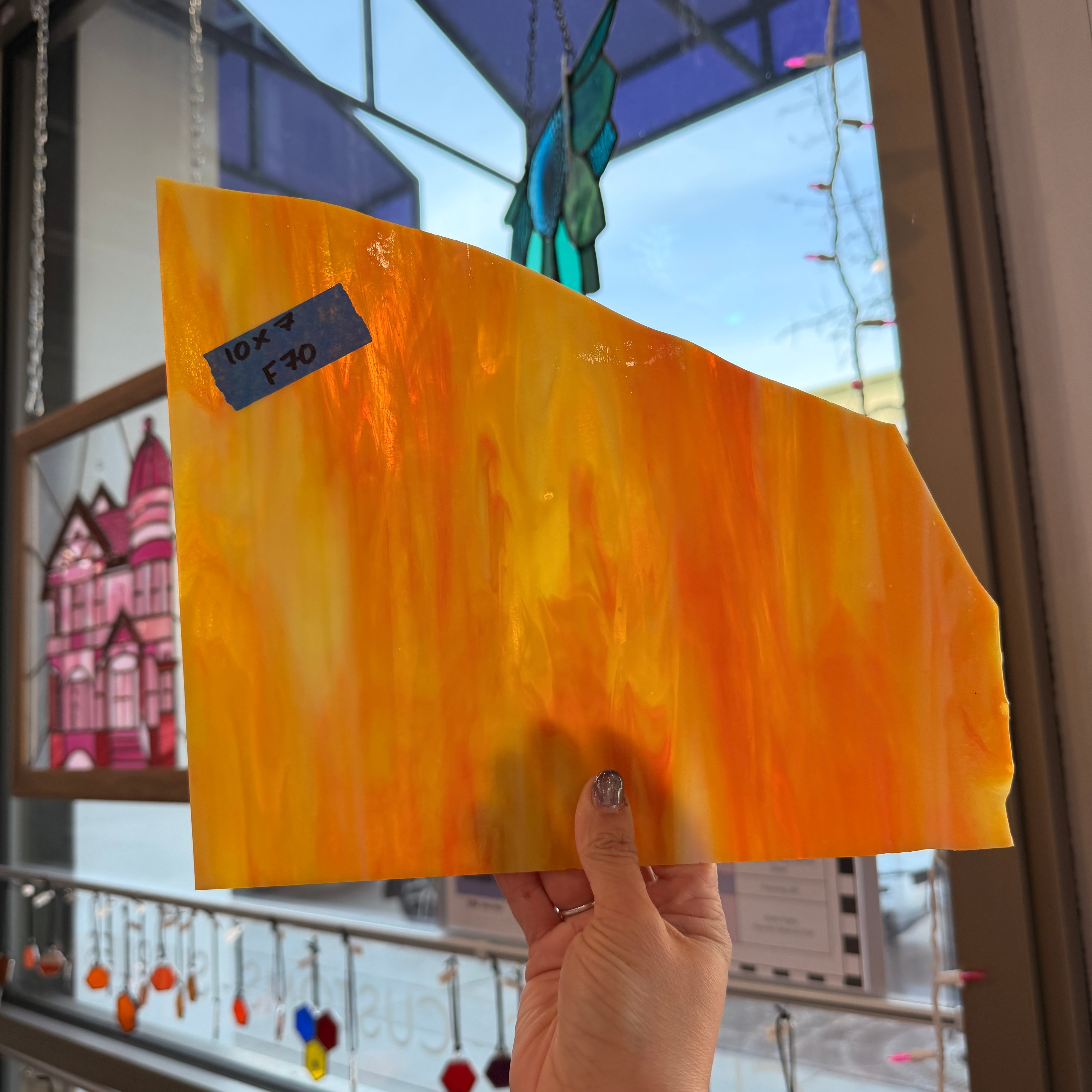 Vintage Orange Yellow Wispy Armstrong Colorado Glass Works