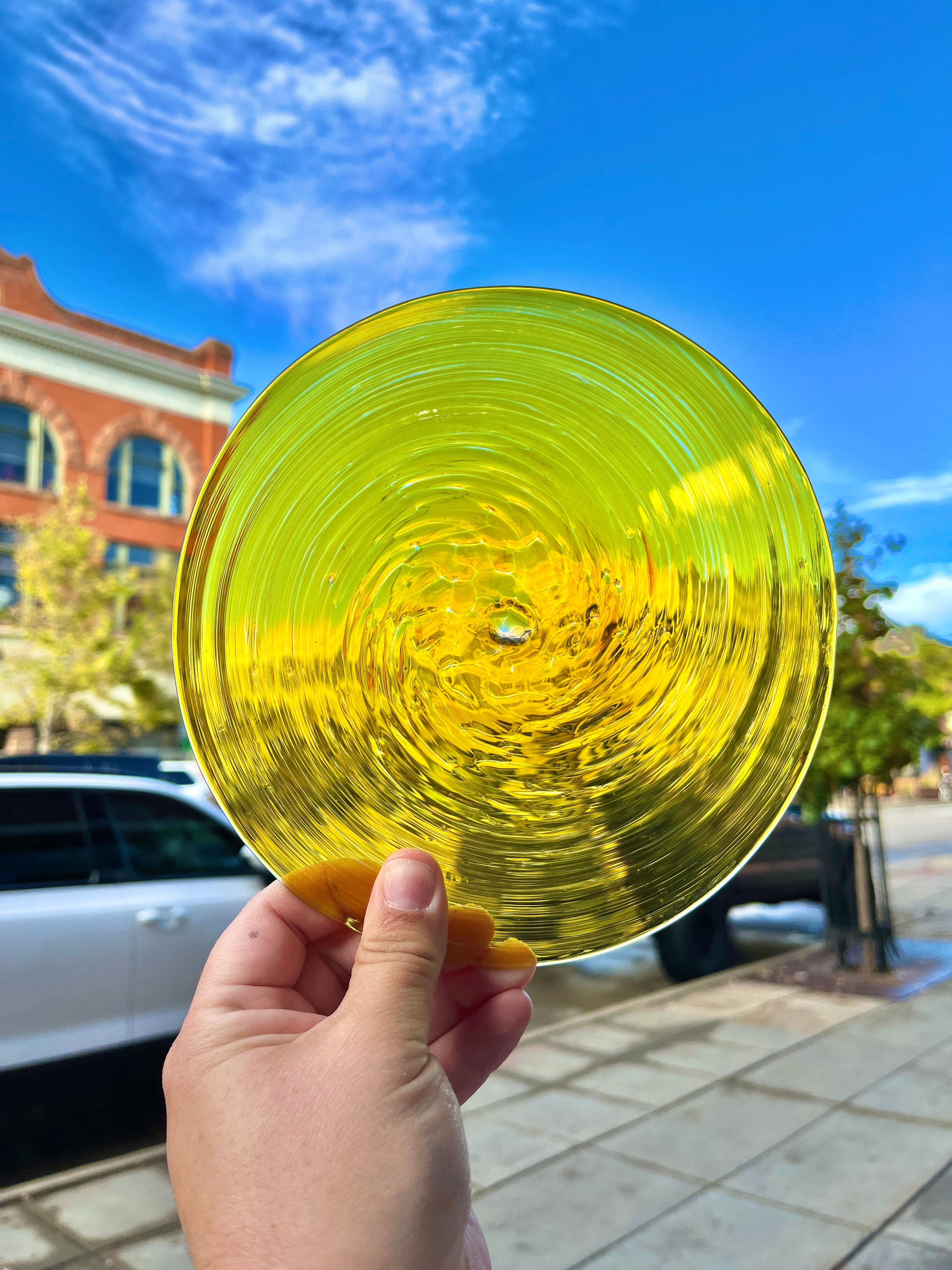 Fields of Wheat Rondel Sheet Glass Colorado Glassworks