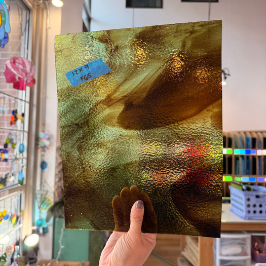 Brown Green Mixed Wispy Sheet Glass Colorado Glass Works 12x9in (UNK-25384749)