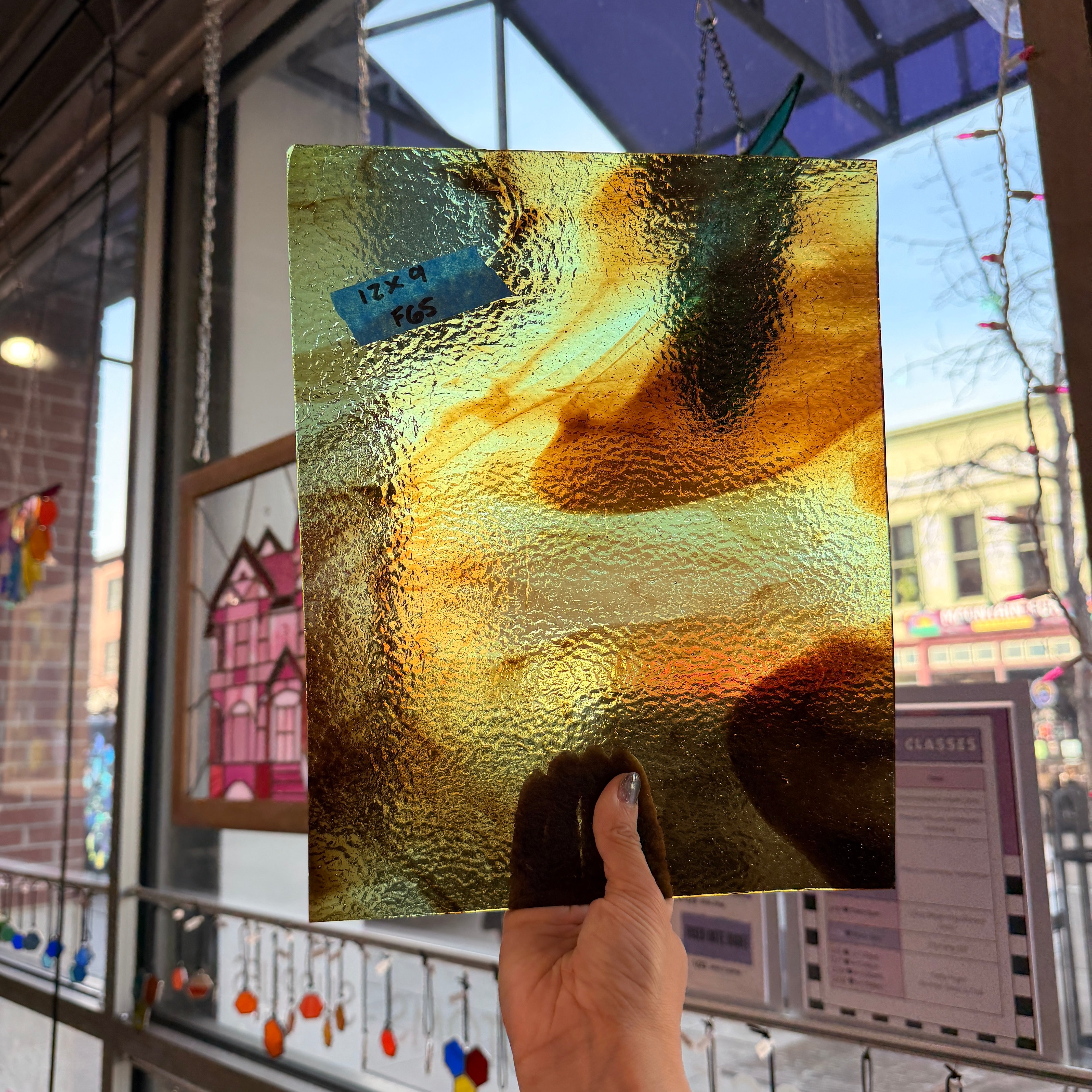 Brown Green Mixed Wispy Sheet Glass Colorado Glass Works