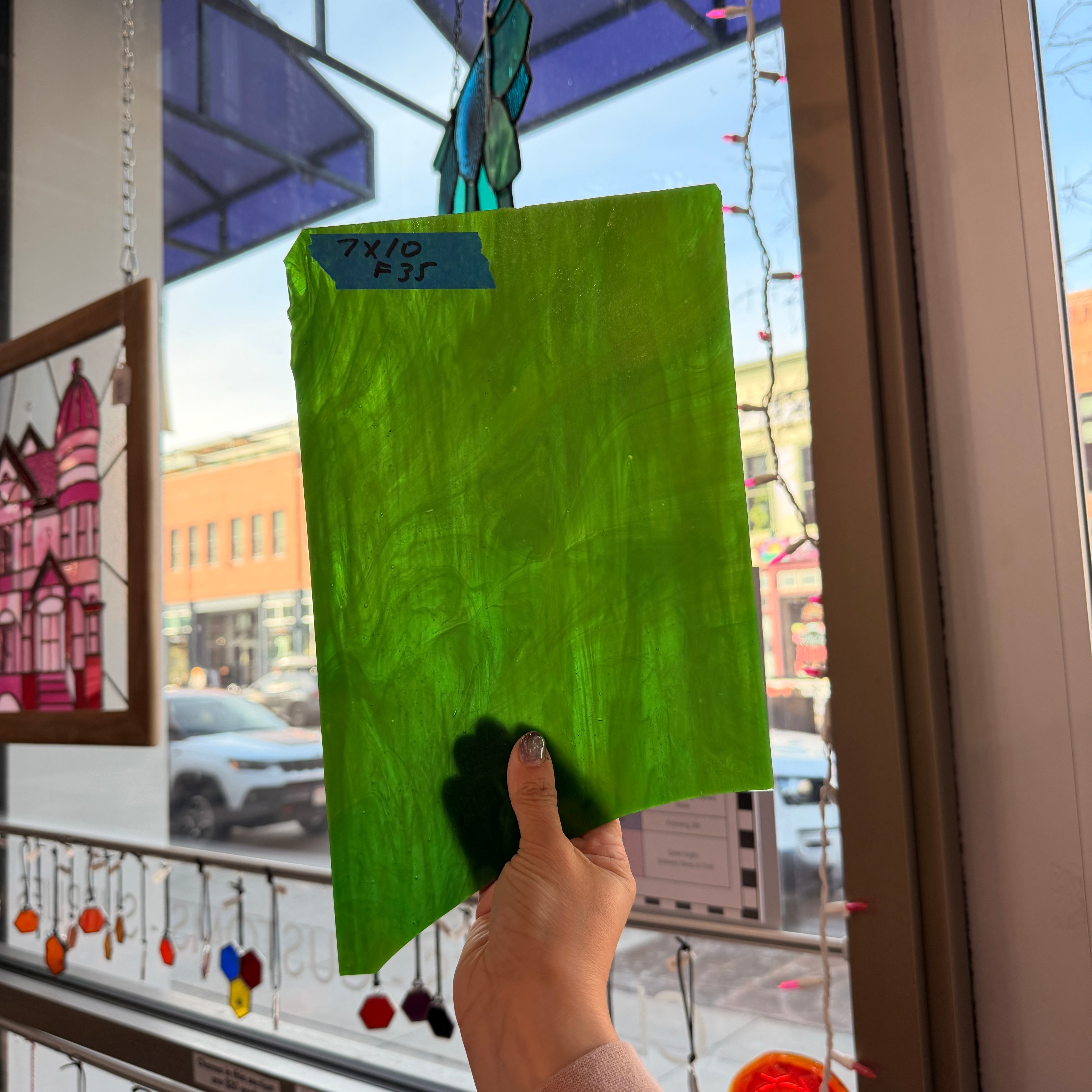 Green Wispy Sheet Glass Colorado Glassworks