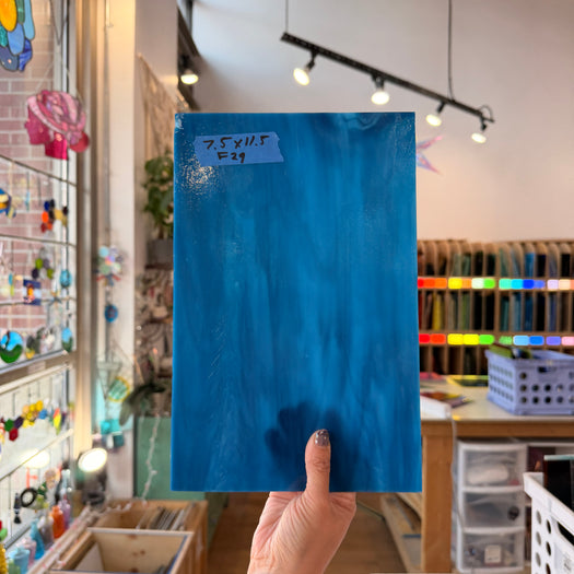 Blue Wispy Opal Kokomo Sheet Glass Colorado Glassworks 11.5x7.5in (KO-11130669)