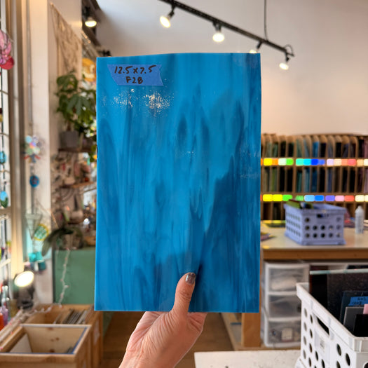 Blue Wispy Opal Kokomo Sheet Glass Colorado Glassworks 12.5x7.5in (KO-11097901)