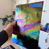 Black Iridescent Wissmach Fusible 96 COE (96-02 LUM) Sheet Glass Colorado Glass Works WM-BLACK-I-OP (12x12in)