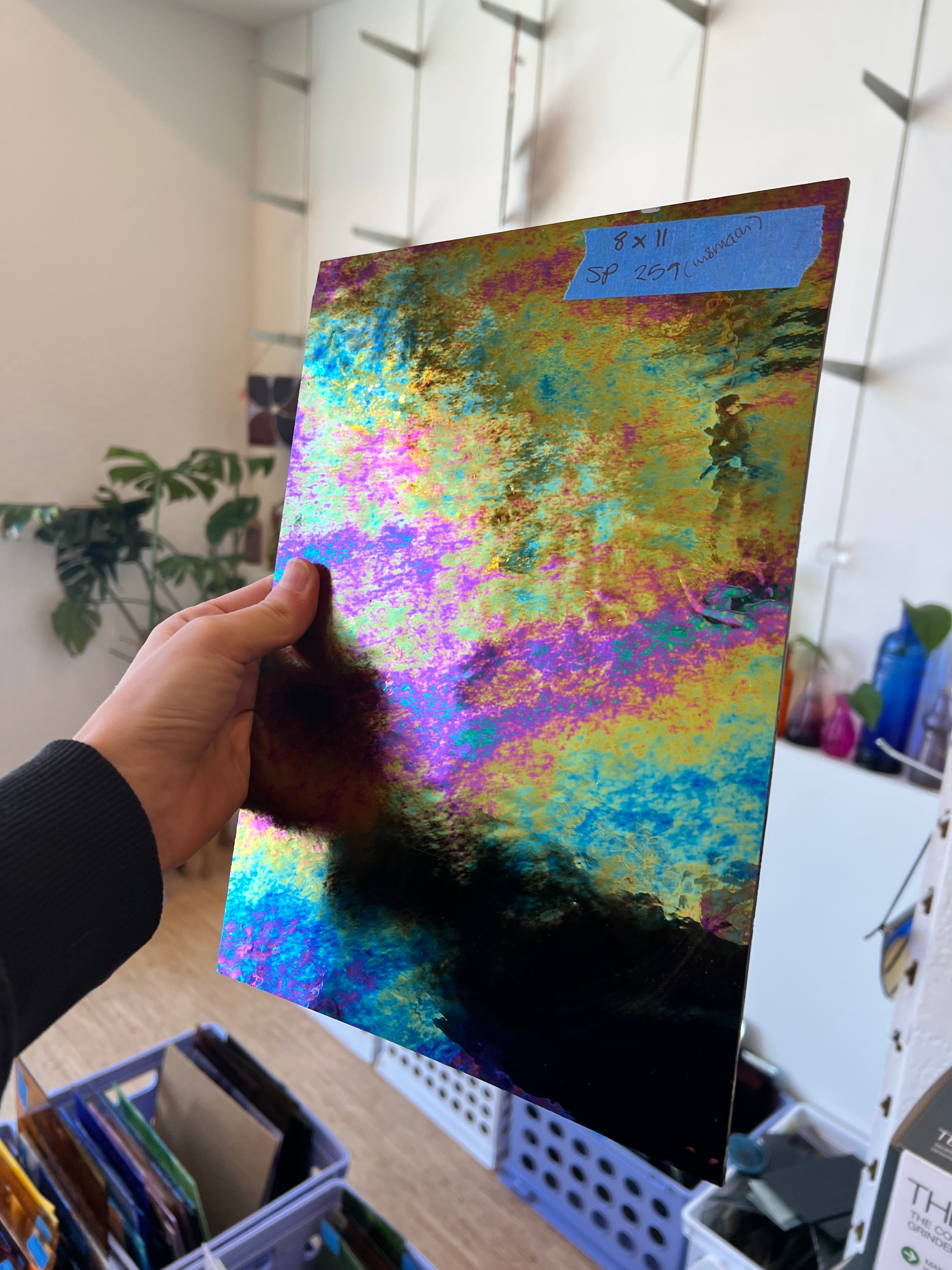 Black Iridescent Wissmach Fusible 96 COE (96-02 LUM) Sheet Glass Colorado Glass Works WM-BLACK-I-OP (12x12in)