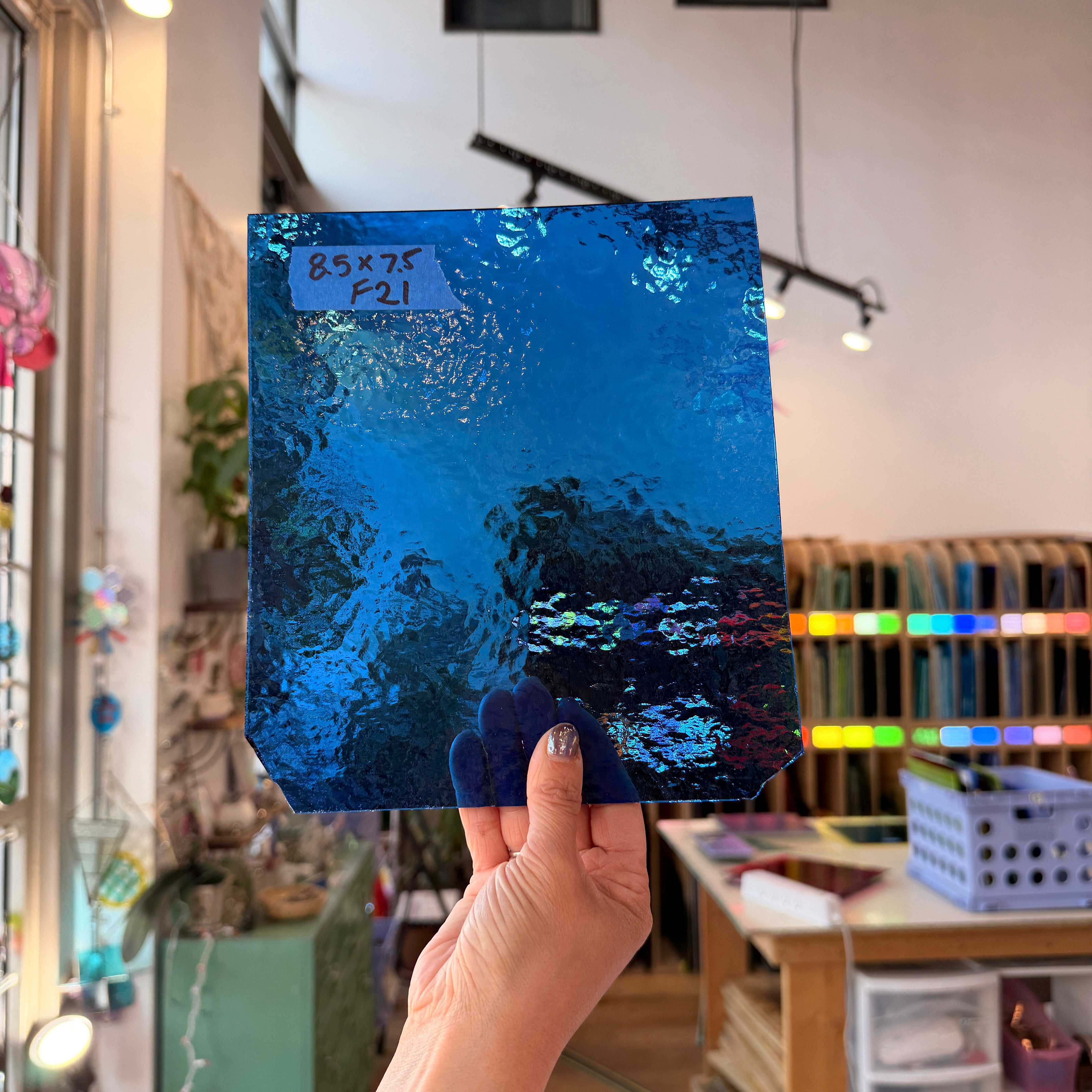 Medium Blue Hammered Sheet Glass Colorado Glassworks