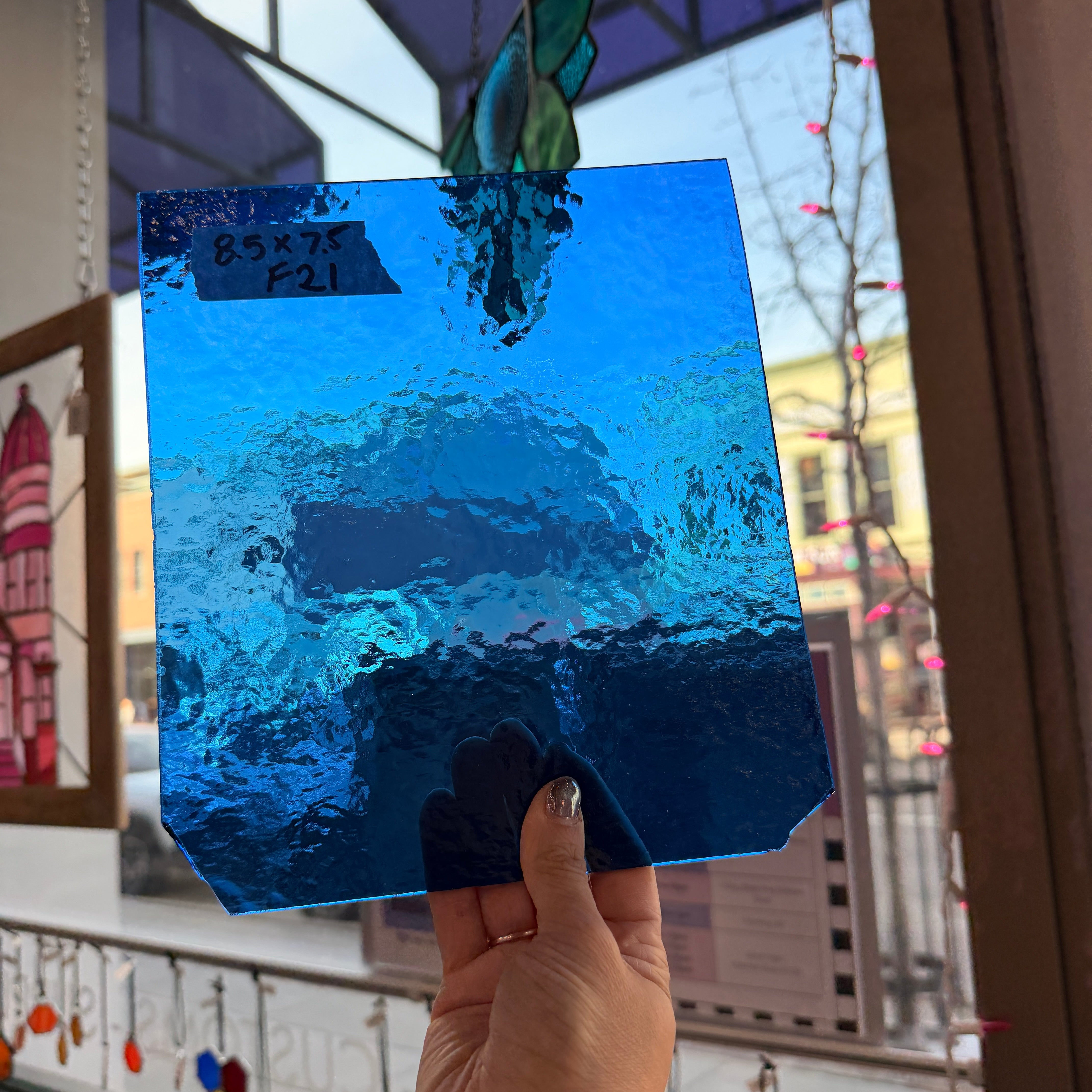 Medium Blue Hammered Sheet Glass Colorado Glassworks