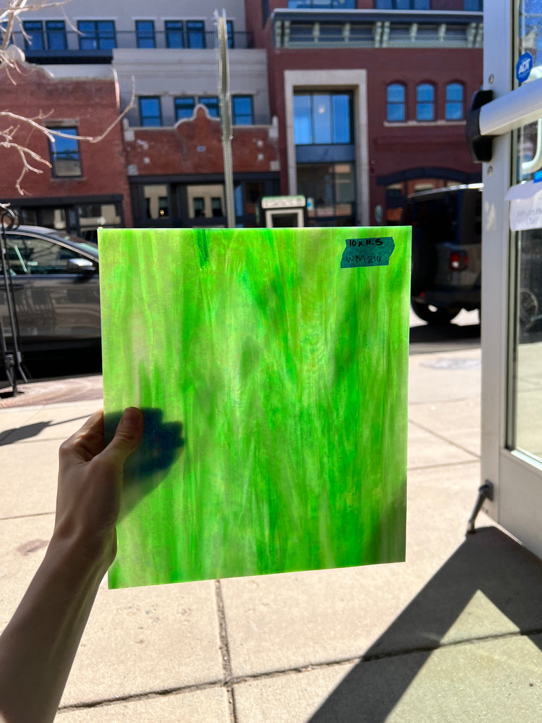 Green Iridescent Wissmach Sheet Glass Colorado Glassworks WM216 (10x11.5in)  