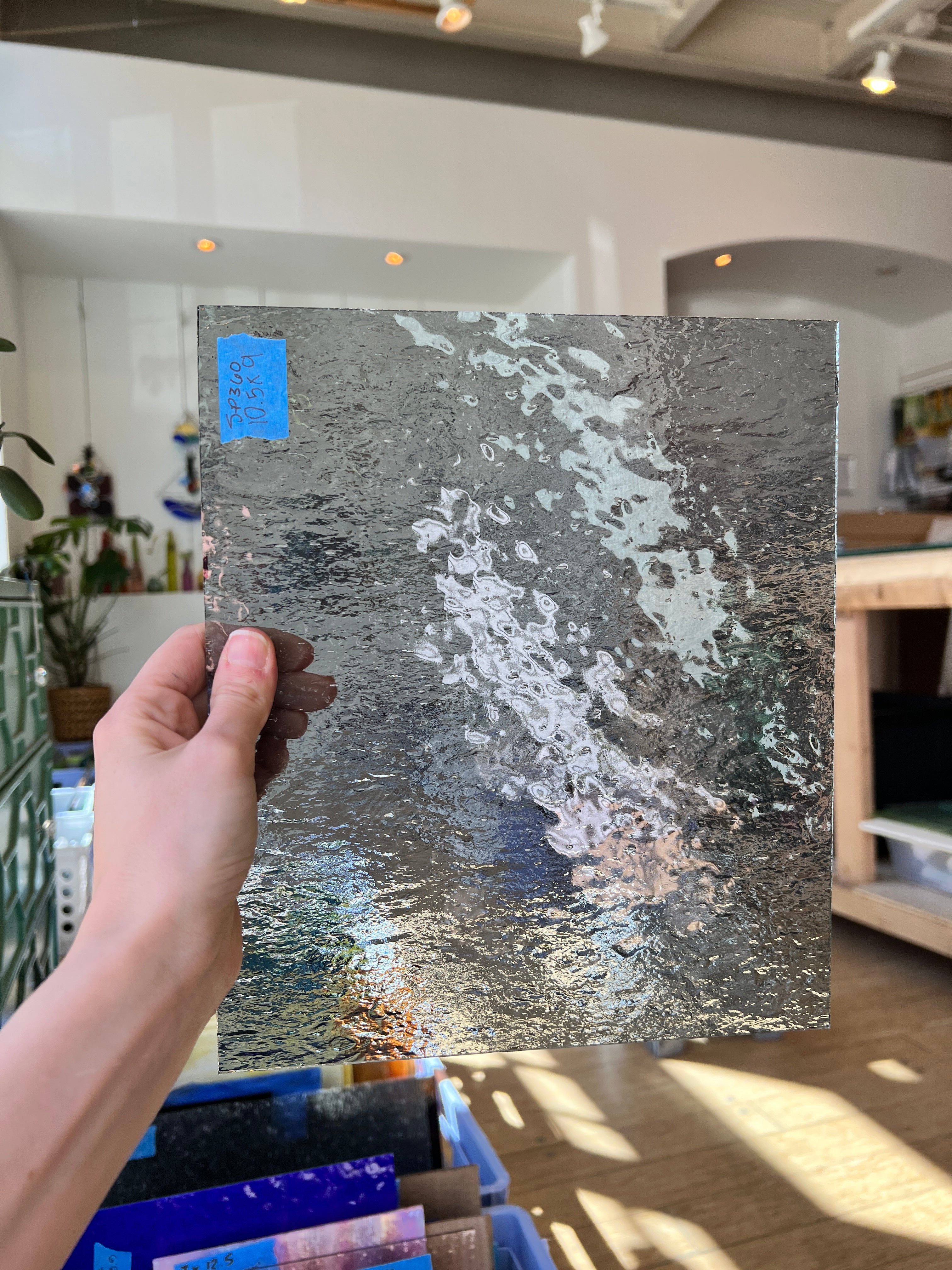 Pale Gray Rough Rolled Oceanside Fusible 96 COE (180.8RRF) Sheet Glass Colorado Glassworks