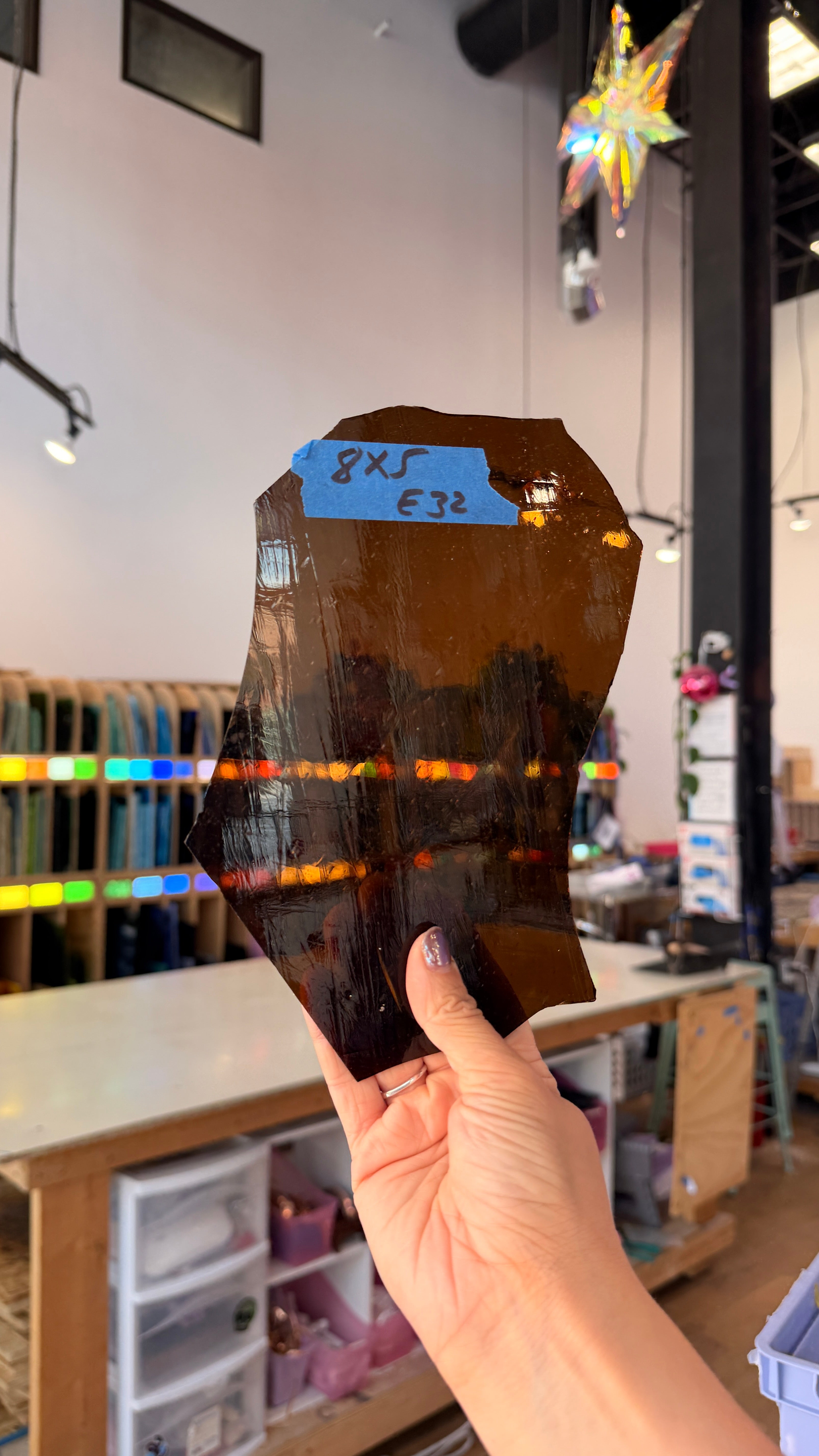 Brown Mouth Blown Antique Glass Sheet Glass Colorado Glass Works