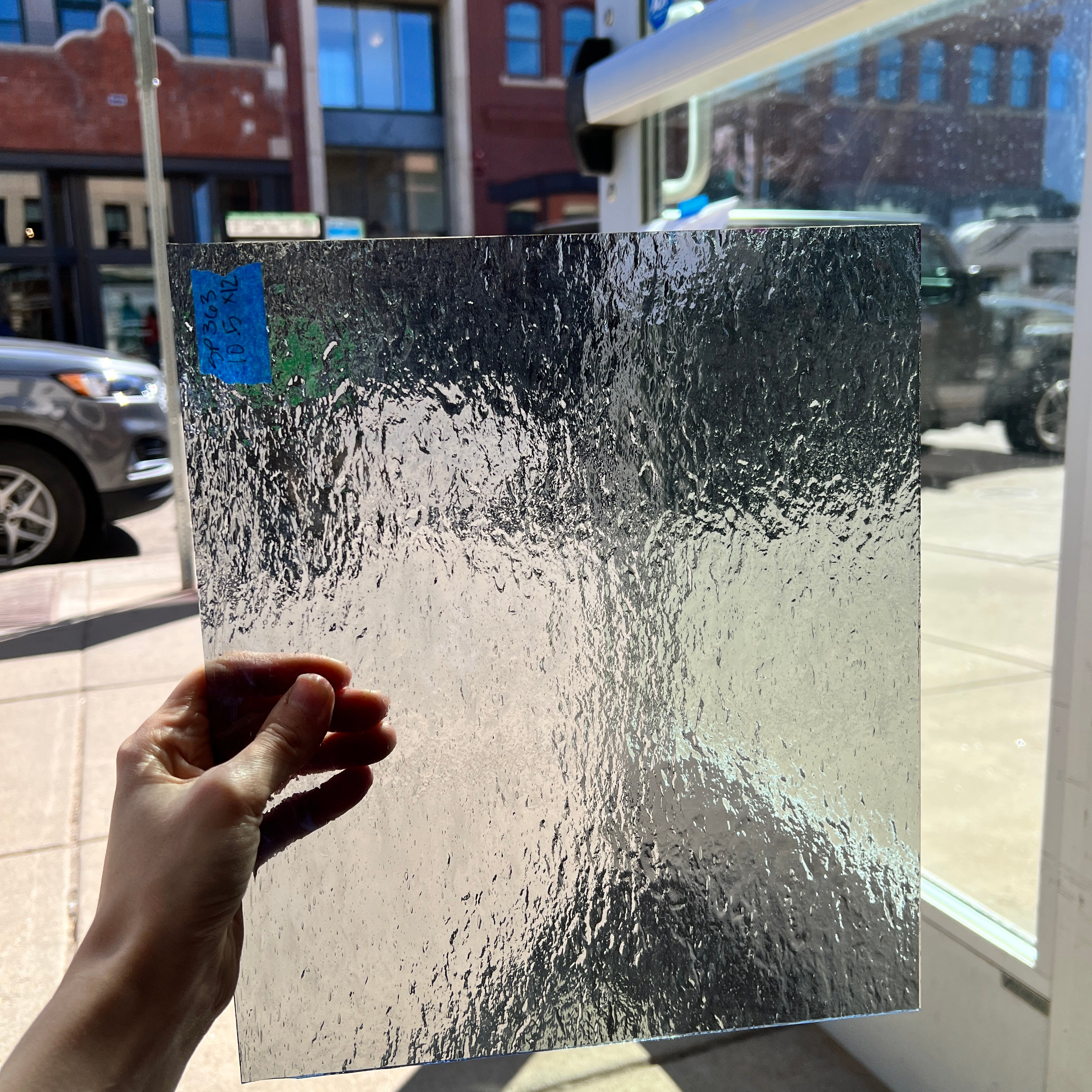 Pale Gray Rough Rolled Oceanside Fusible 96 COE (180.8RRF) Sheet Glass Colorado Glassworks