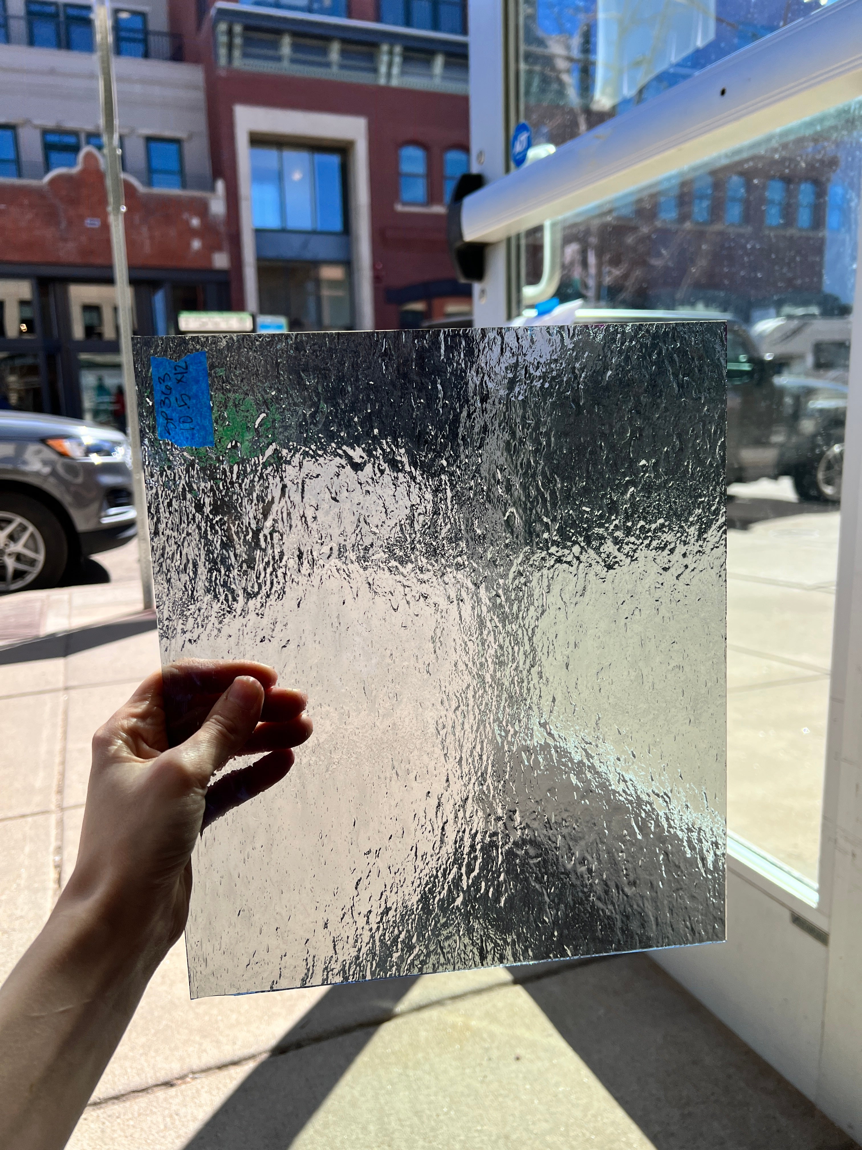 Pale Gray Rough Rolled Oceanside Fusible 96 COE (180.8RRF) Sheet Glass Colorado Glassworks