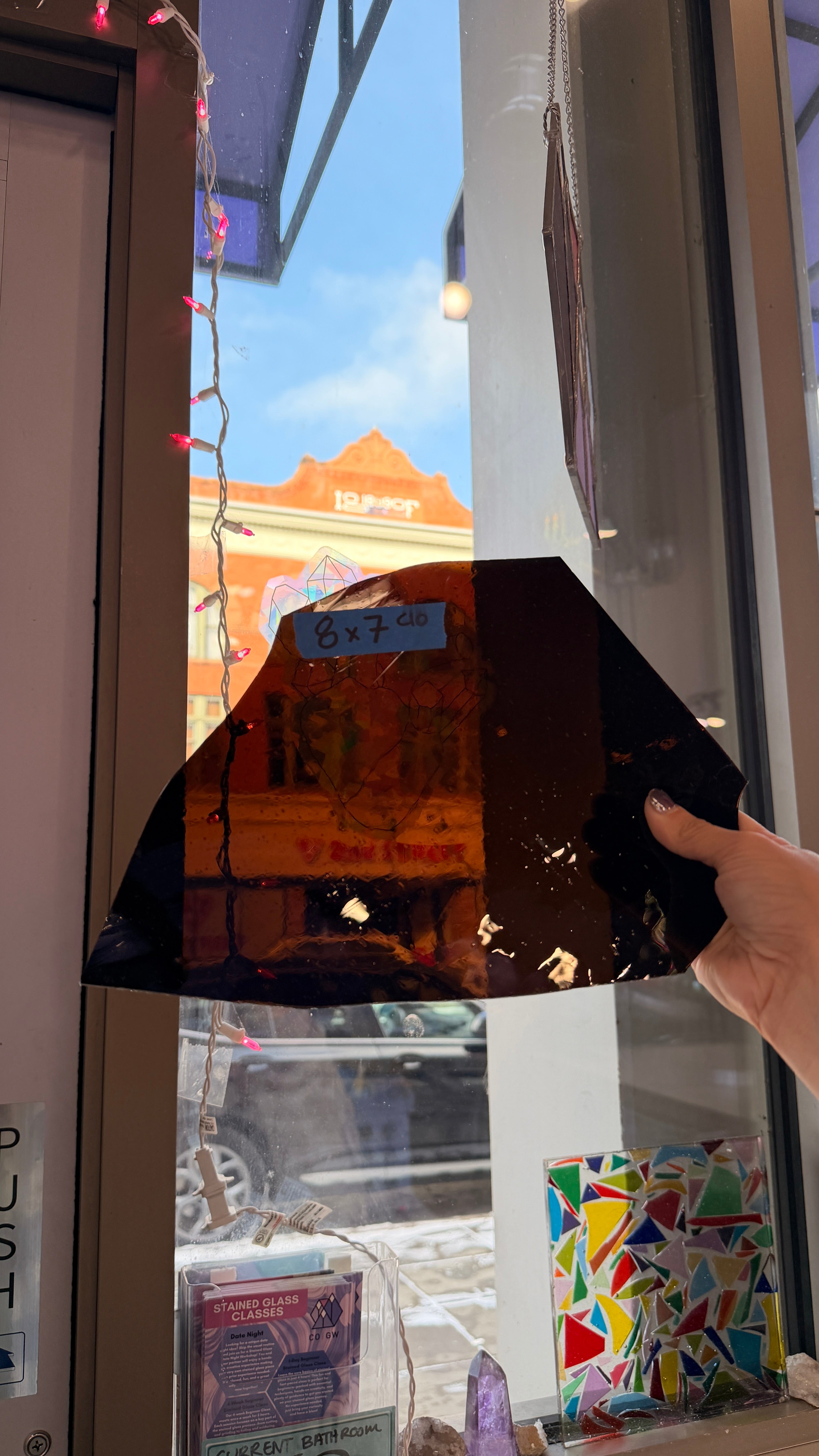 Dark Brown Mouth Blown Antique Sheet Glass Colorado Glass Works