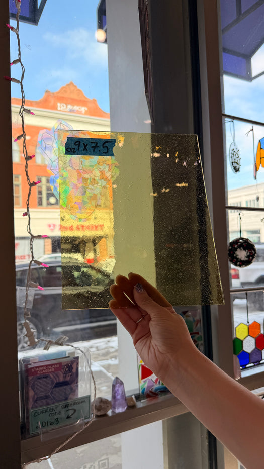 Light Yellow Transparent Antique Mouth Blown Sheet Glass Colorado Glassworks