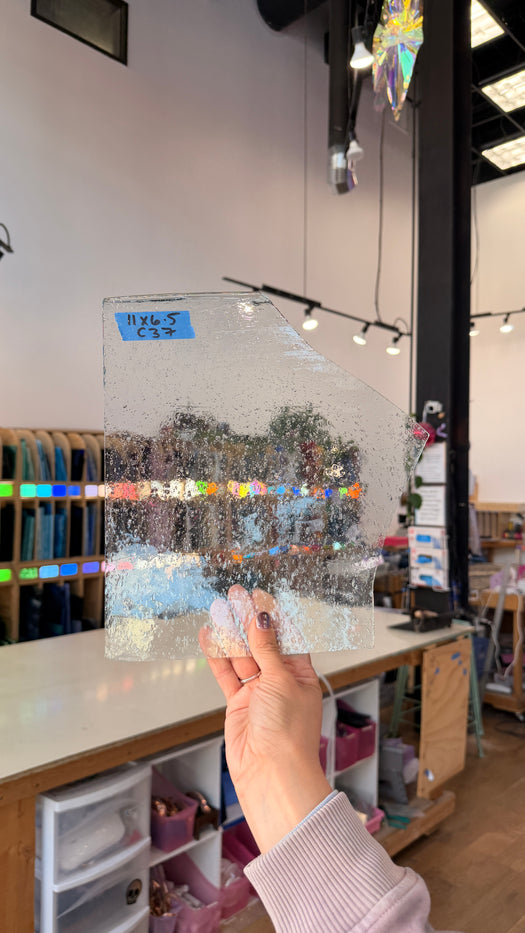 Clear Transparent Bubbled Mouth Blown Lamberts Sheet Glass Colorado Glassworks