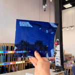Blue on Clear Mouth Blown Flash Sheet Glass Colorado Glassworks