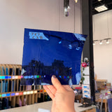 Blue on Clear Mouth Blown Flash Sheet Glass Colorado Glassworks