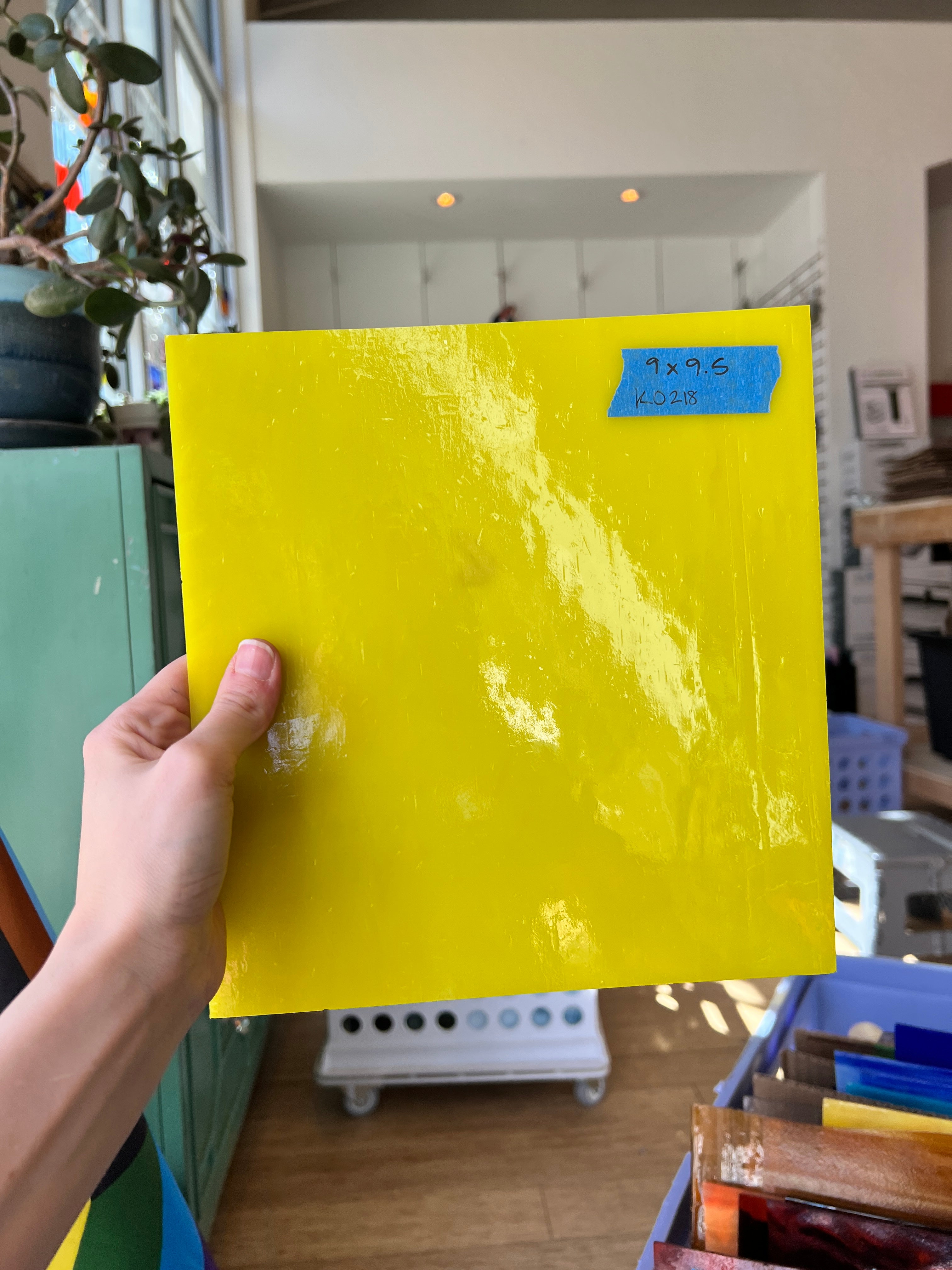 Opaque Yellow Kokomo Sheet Glass Colorado Glassworks KO218 (9x9.5in)  