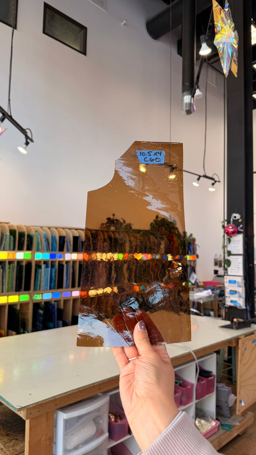 Light Brown Mouth Blown Antique Sheet Glass Colorado Glassworks