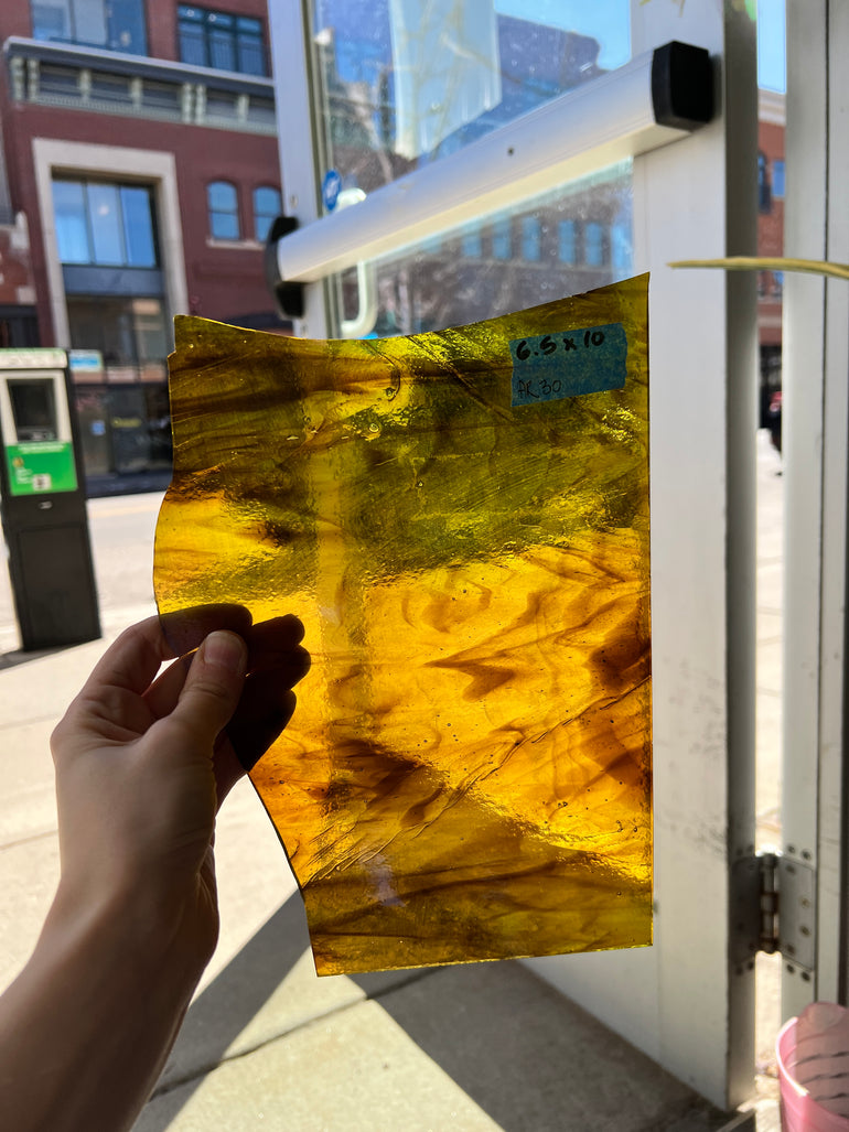 Armstrong Yellow Brown Transparent Mix Sheet Glass Colorado Glassworks   